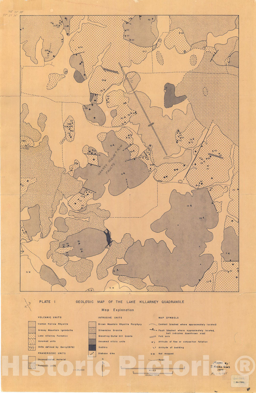 Map : Geologic map of the Lake Killarney seven 1/2' quadrangle, Missouri, 19seven9 Cartography Wall Art :