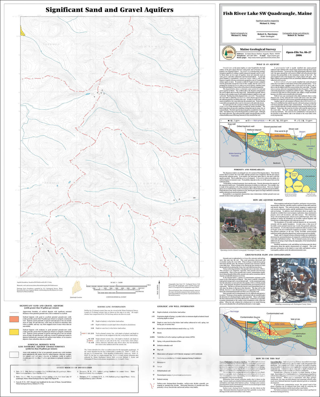 Map : Sand and gravel aquifers in the Fish River Lake SW quadrangle, Maine, 2006 Cartography Wall Art :