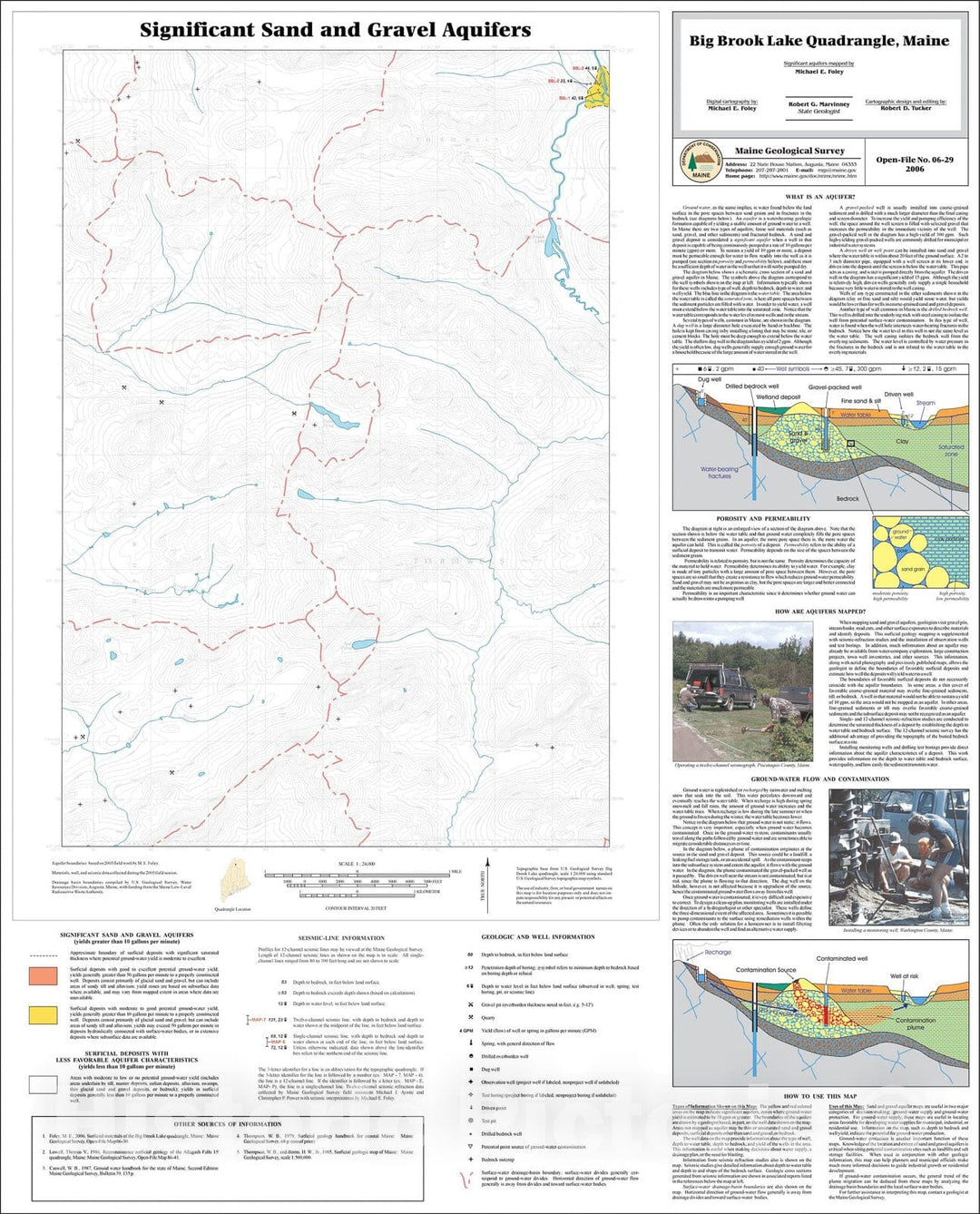 Map : Sand and gravel aquifers in the Big Brook Lake quadrangle, Maine, 2006 Cartography Wall Art :