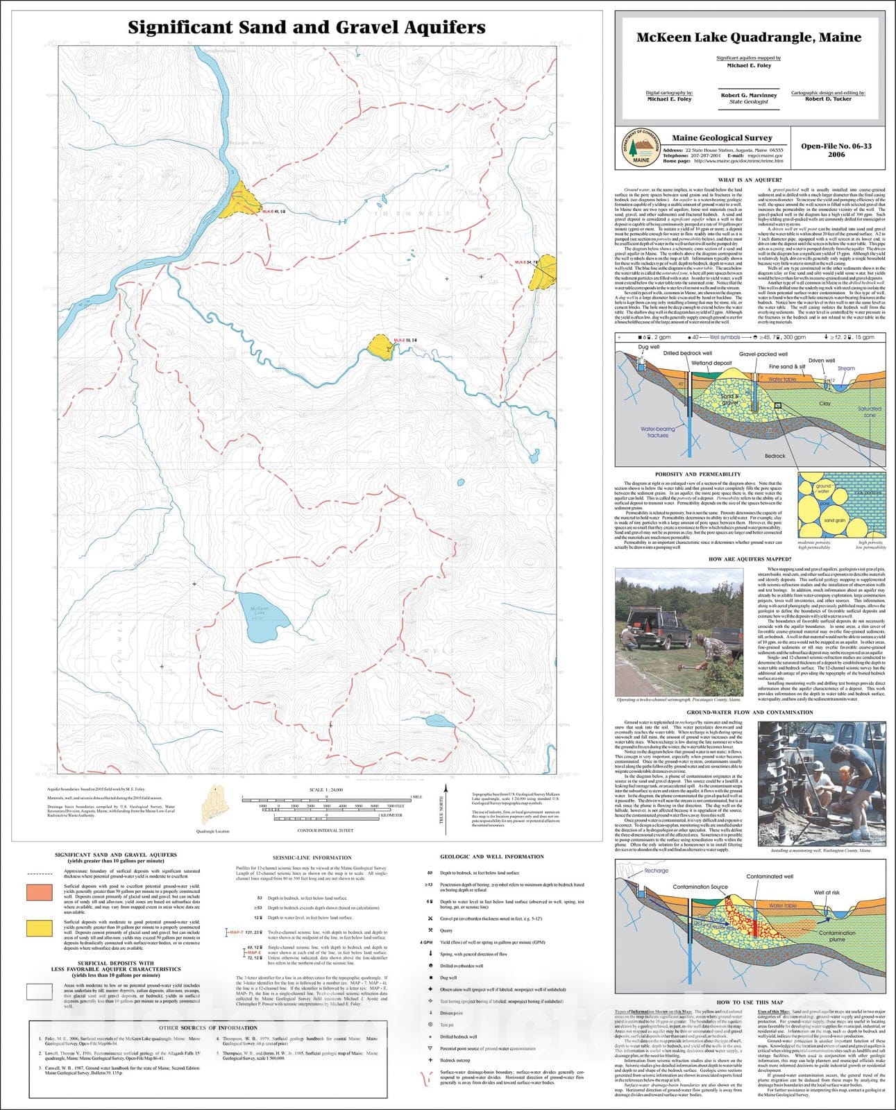 Map : Sand and gravel aquifers in the McKeen Lake quadrangle, Maine, 2006 Cartography Wall Art :