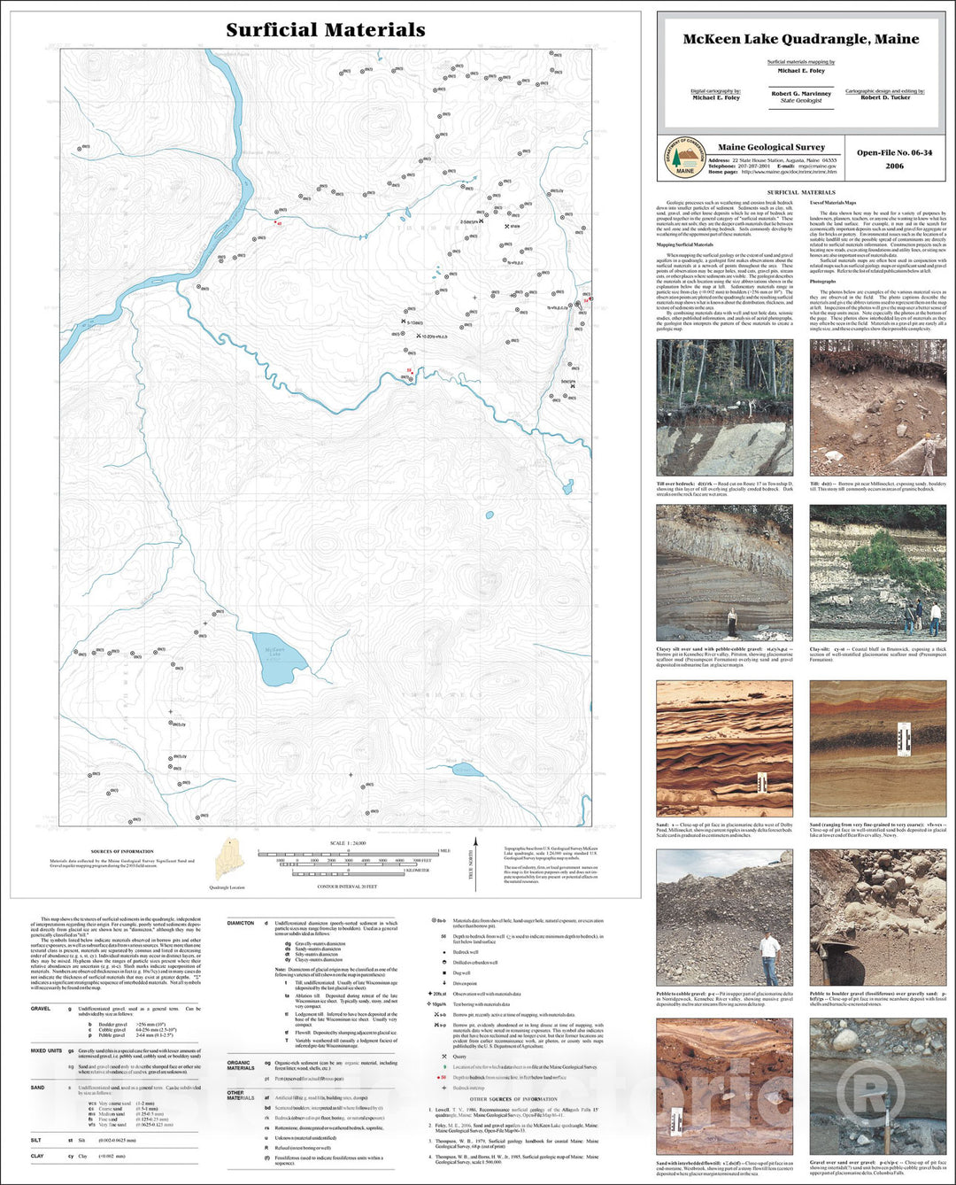 Map : Surficial materials of the McKeen Lake quadrangle, Maine, 2006 Cartography Wall Art :