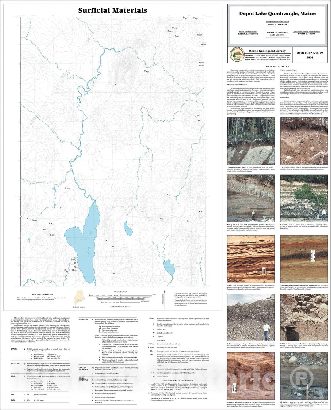 Map : Surficial materials of the Depot Lake quadrangle, Maine, 2006 Cartography Wall Art :