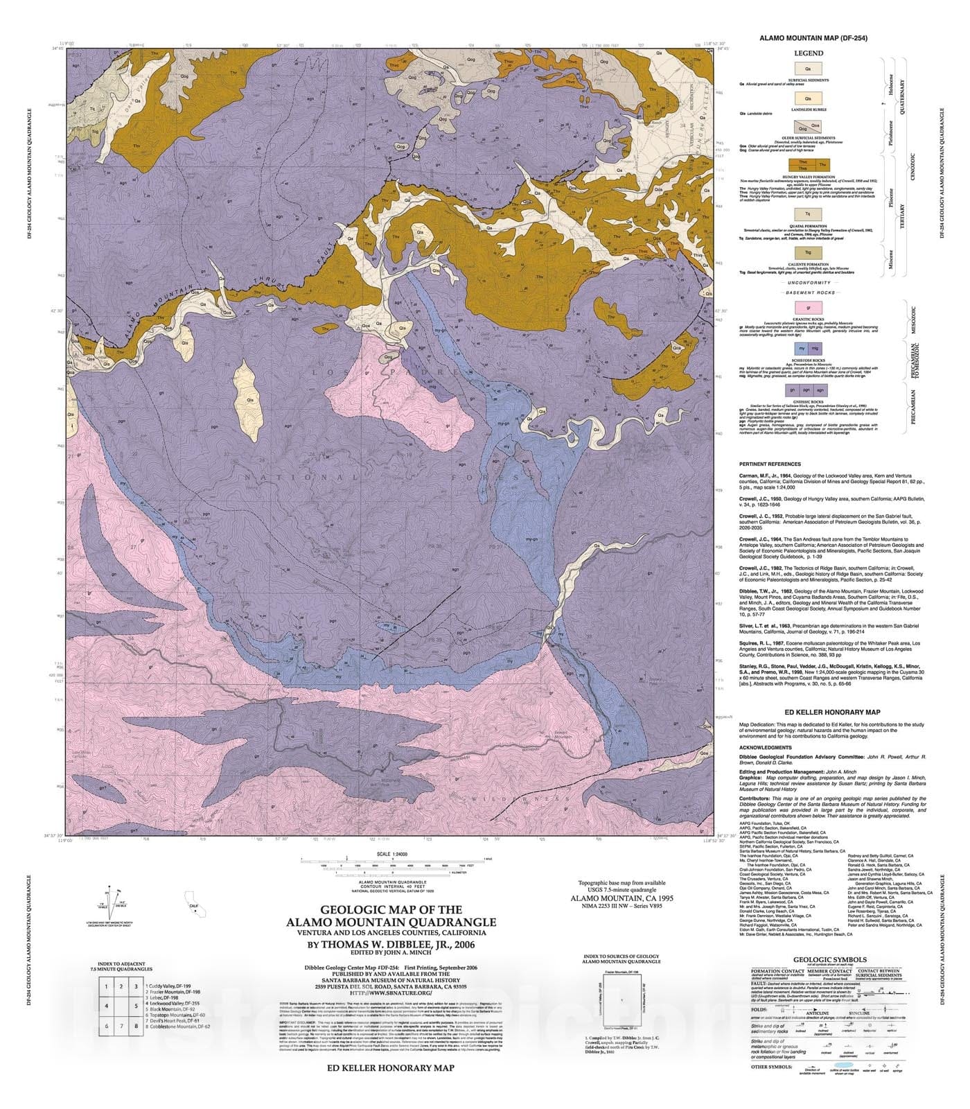 Map : Geologic map of the Alamo Mountain quadrangle, Ventura and Los Angeles Counties, California, 2006 Cartography Wall Art :