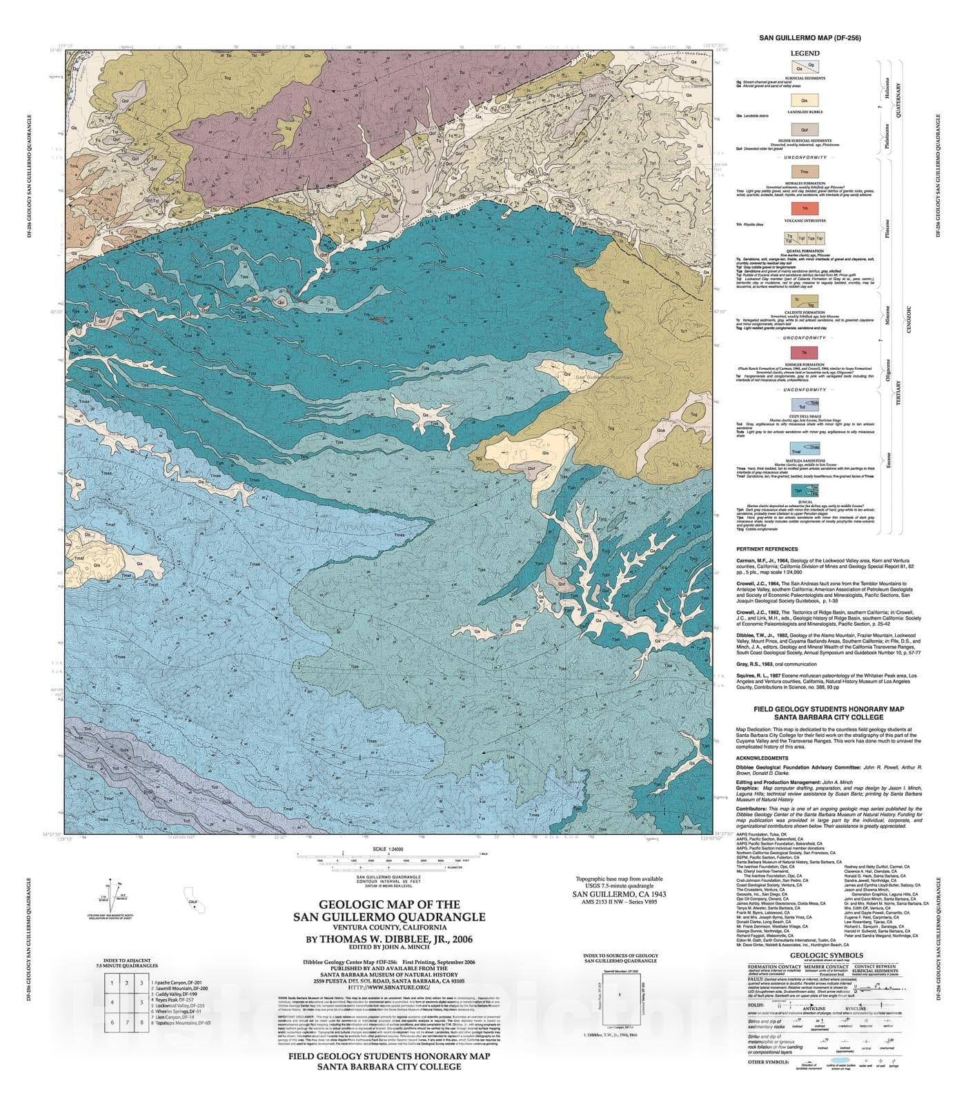 Map : Geologic map of the San Guillermo quadrangle, Ventura County, California, 2006 Cartography Wall Art :