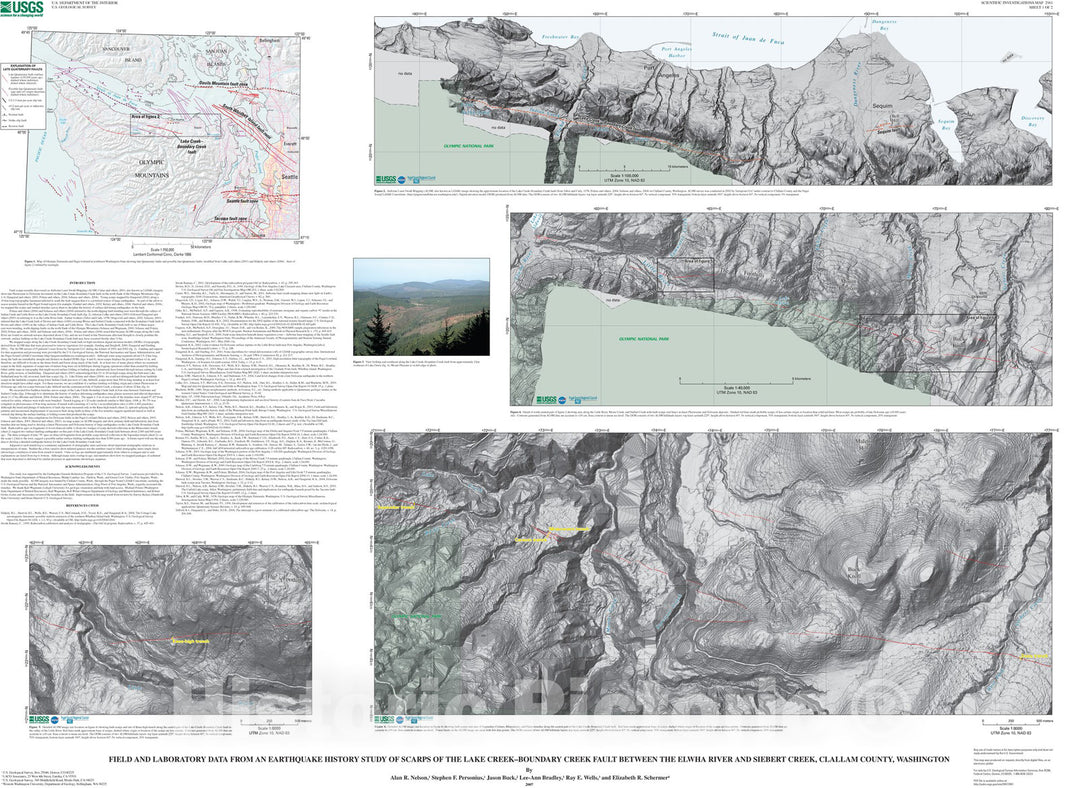 Map : Field and laboratory data from an earthquake history study of scarps of the Lake Creek - Boundary Creek fault between the , 2007 Cartography Wall Art :