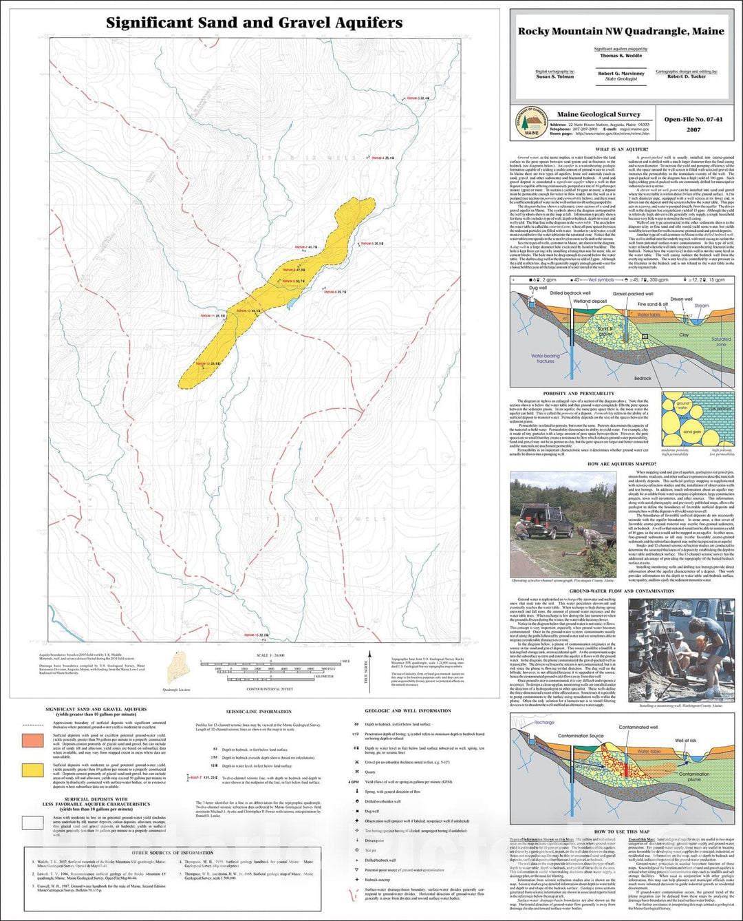 Map : Sand and gravel aquifers in the Rocky Mountain NW quadrangle, Maine, 2007 Cartography Wall Art :