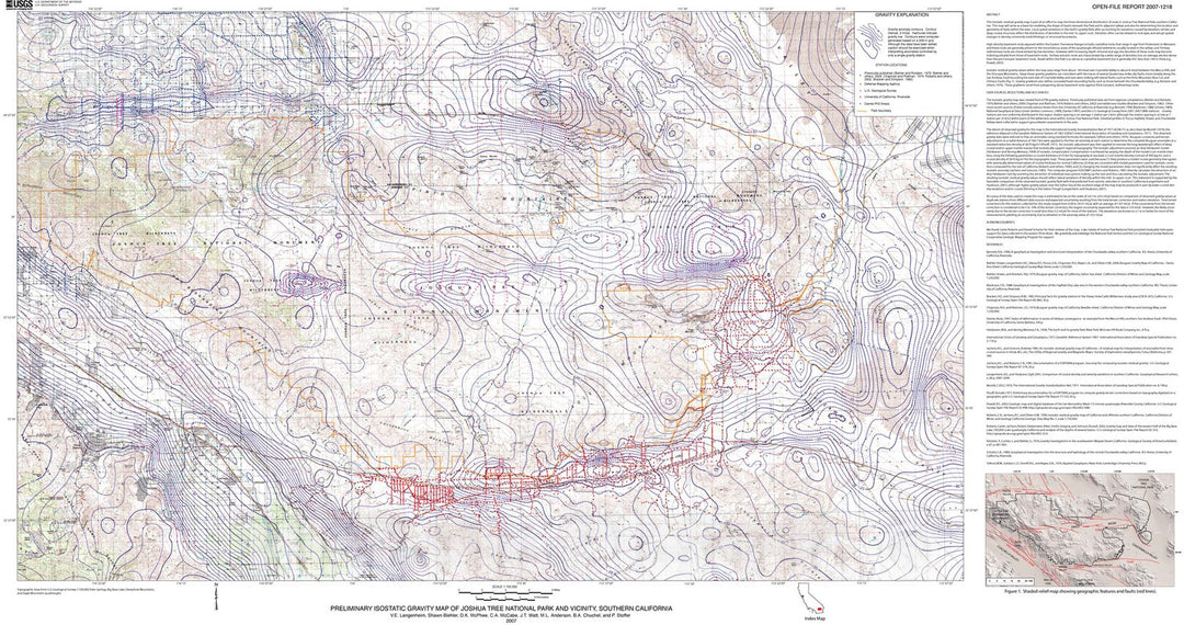 Map : Preliminary isostatic gravity map of Joshua Tree National Park and vicinity, southern California, 2007 Cartography Wall Art :