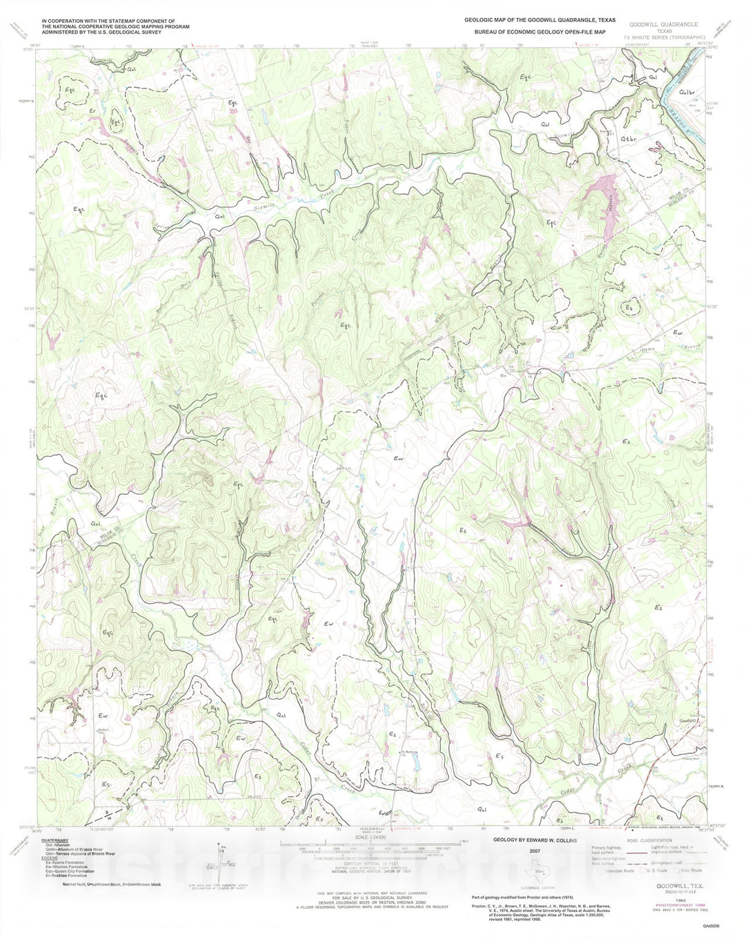 Map : Geologic map of the Goodwill quadrangle, Texas, 2007 Cartography Wall Art :