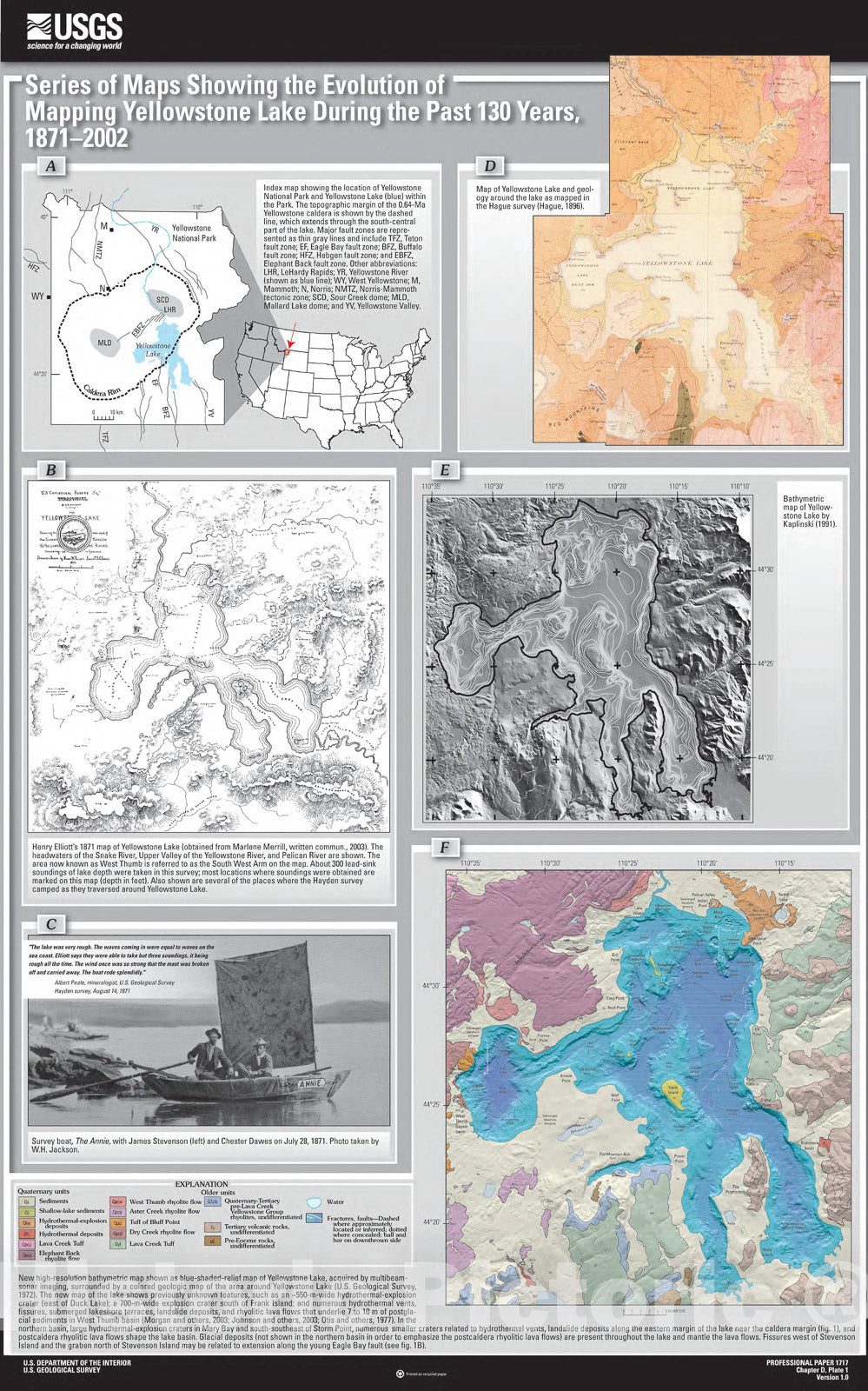 Map : The floor of Yellowstone Lake is anything but quiet -- new discoveries from high-resolution sonar imaging, seismic-, 2007 Cartography Wall Art :