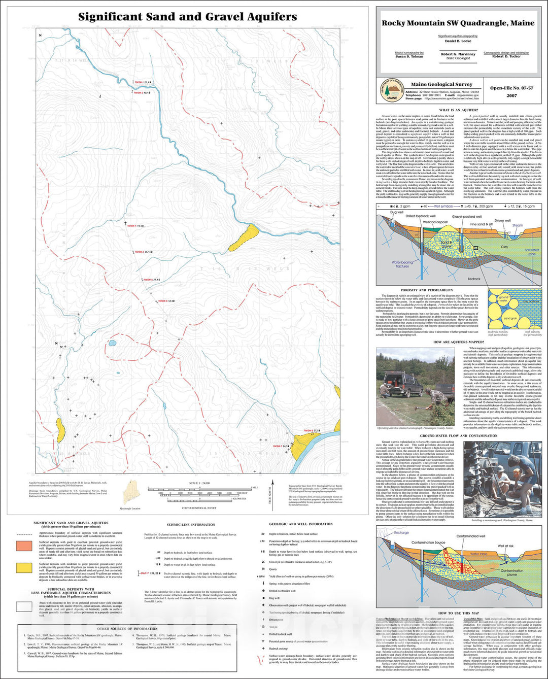 Map : Significant sand and gravel aquifers in the Rocky Mountain SW quadrangle, Maine, 2007 Cartography Wall Art :