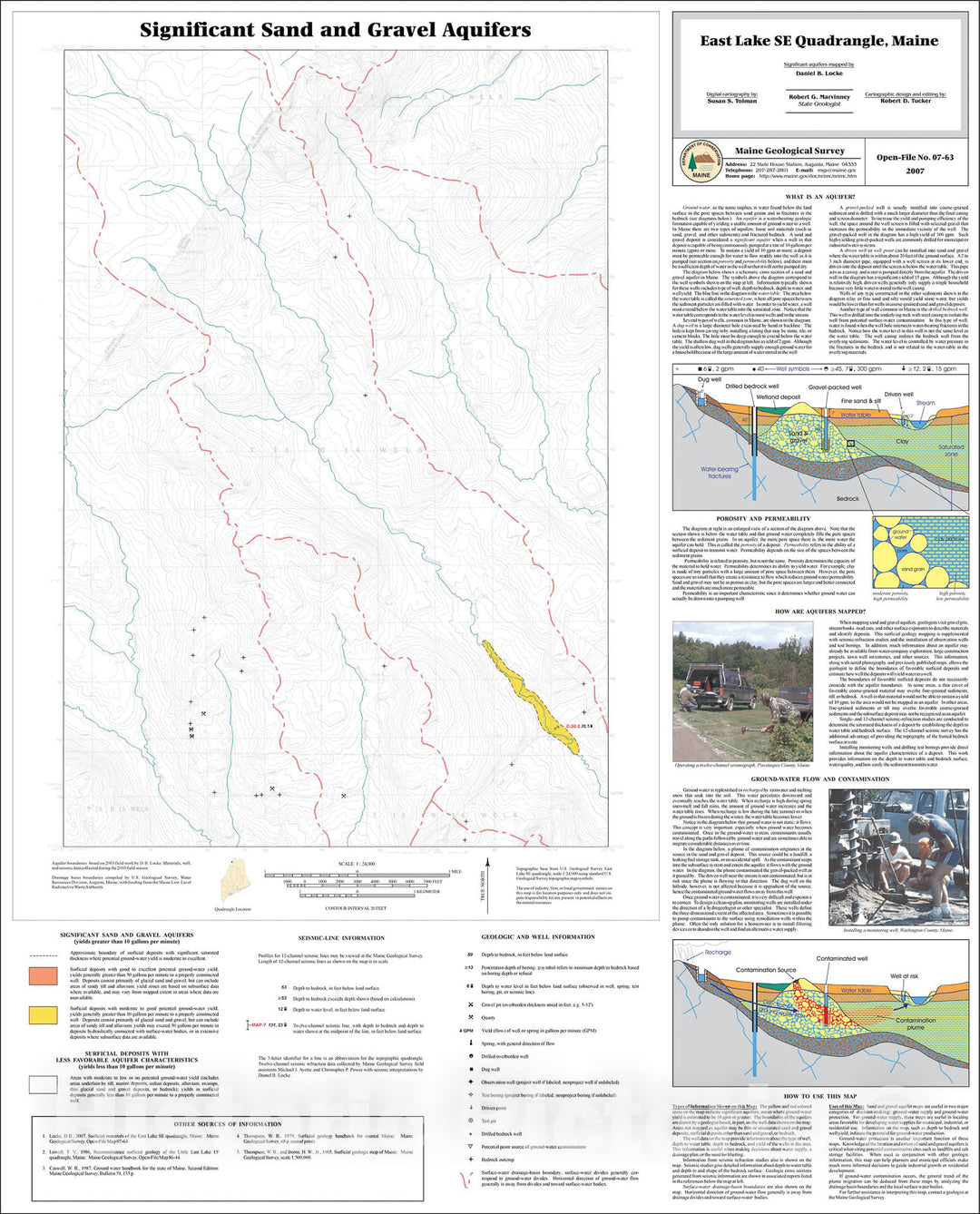 Map : Significant sand and gravel aquifers in the East Lake SE quadrangle, Maine, 2007 Cartography Wall Art :