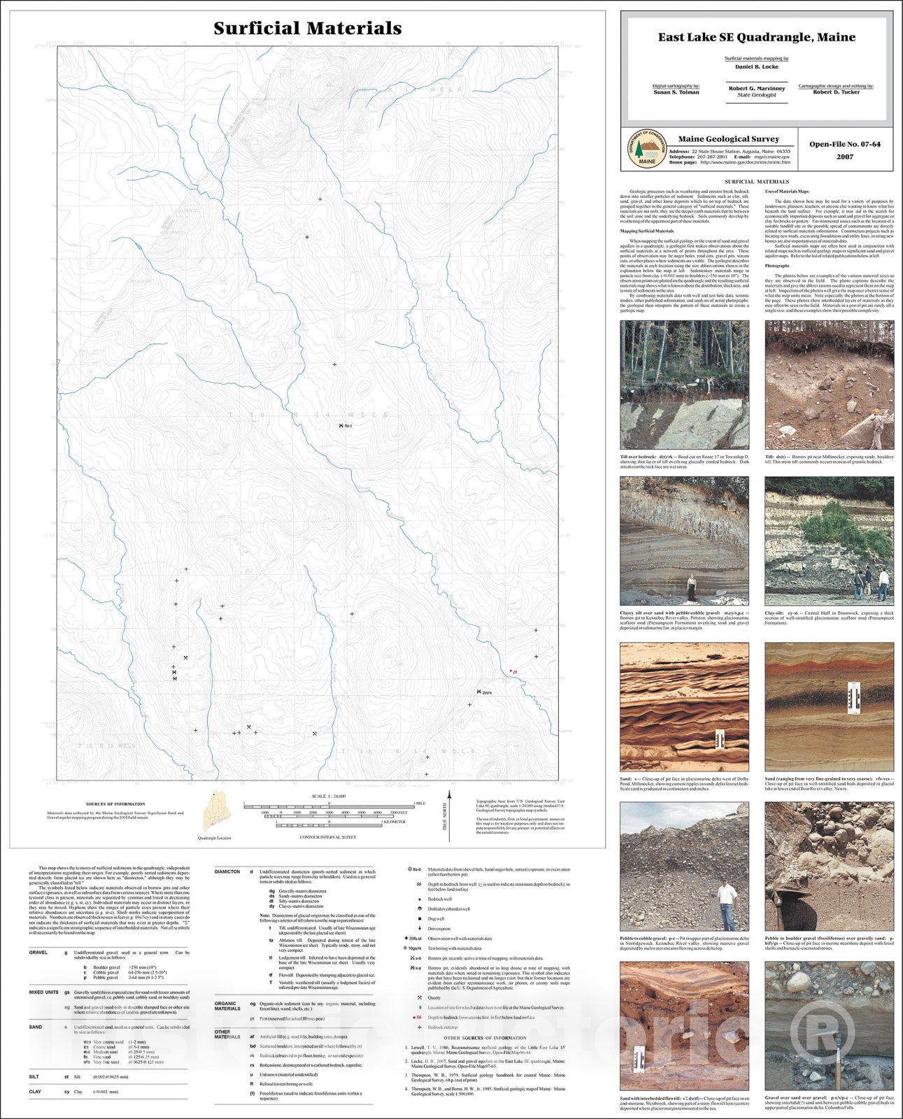 Map : Surficial materials of the East Lake SE quadrangle, Maine, 2007 Cartography Wall Art :