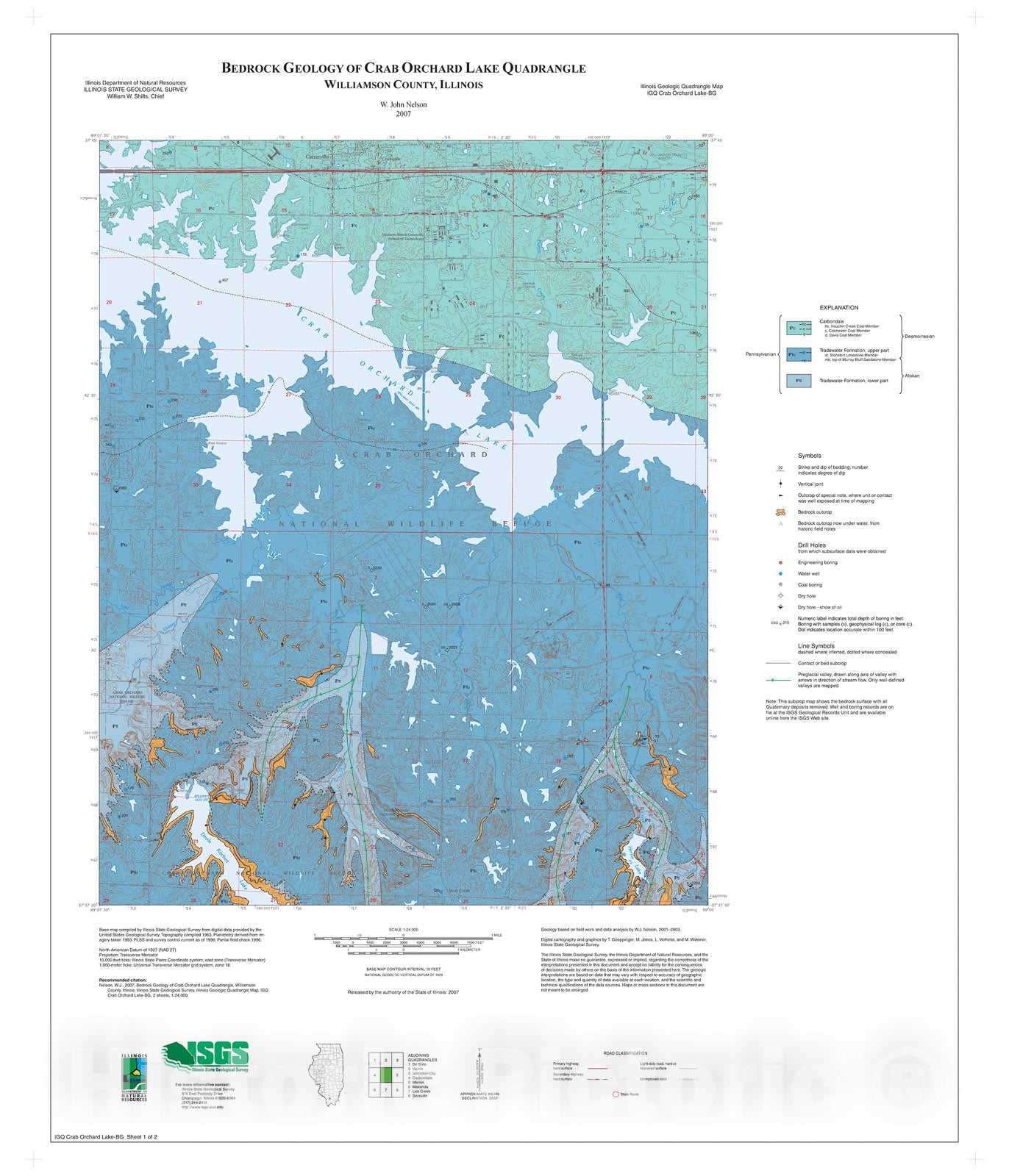 Map : Bedrock Geology of Crab Orchard Lake Quadrangle, 2007 Cartography Wall Art :