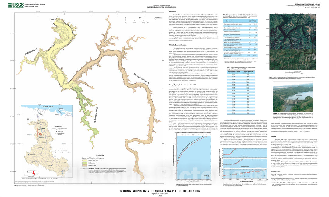 Map : Sedimentation survey of Lago La Plata, Puerto Rico, July 2006, 2008 Cartography Wall Art :