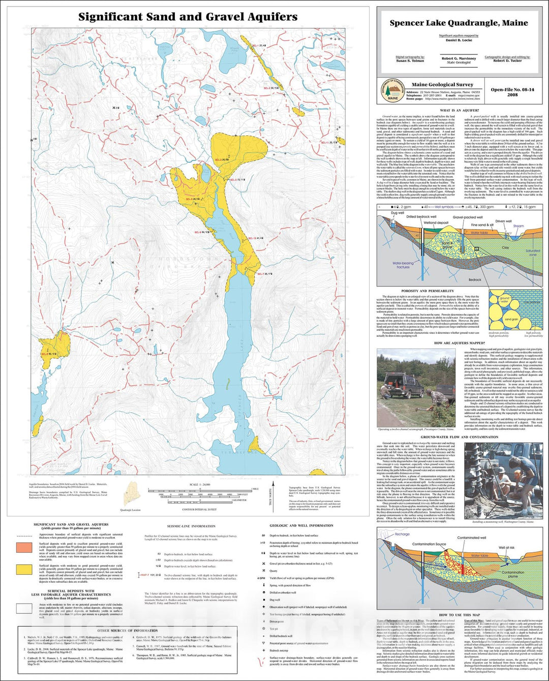 Map : Significant sand and gravel aquifers in the Spencer Lake Quadrangle, Maine, 2008 Cartography Wall Art :