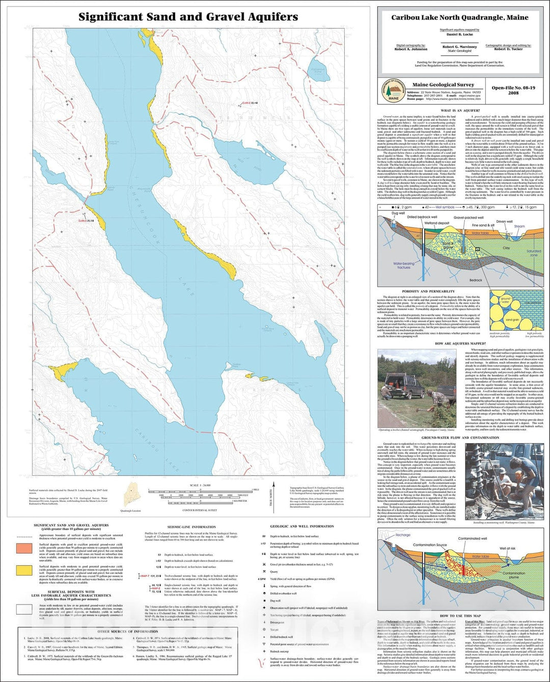 Map : Significant sand and gravel aquifers in the Caribou Lake North quadrangle, Maine, 2008 Cartography Wall Art :