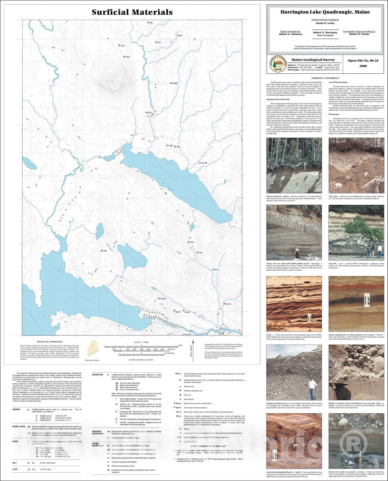 Map : Surficial materials of the Harrington Lake quadrangle, Maine, 2008 Cartography Wall Art :