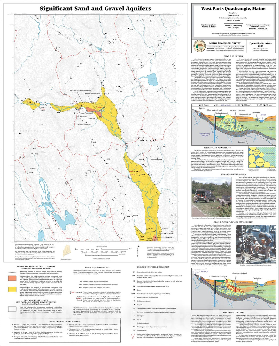 Map : Significant sand and gravel aquifers in the West Paris quadrangle, Maine, 2008 Cartography Wall Art :