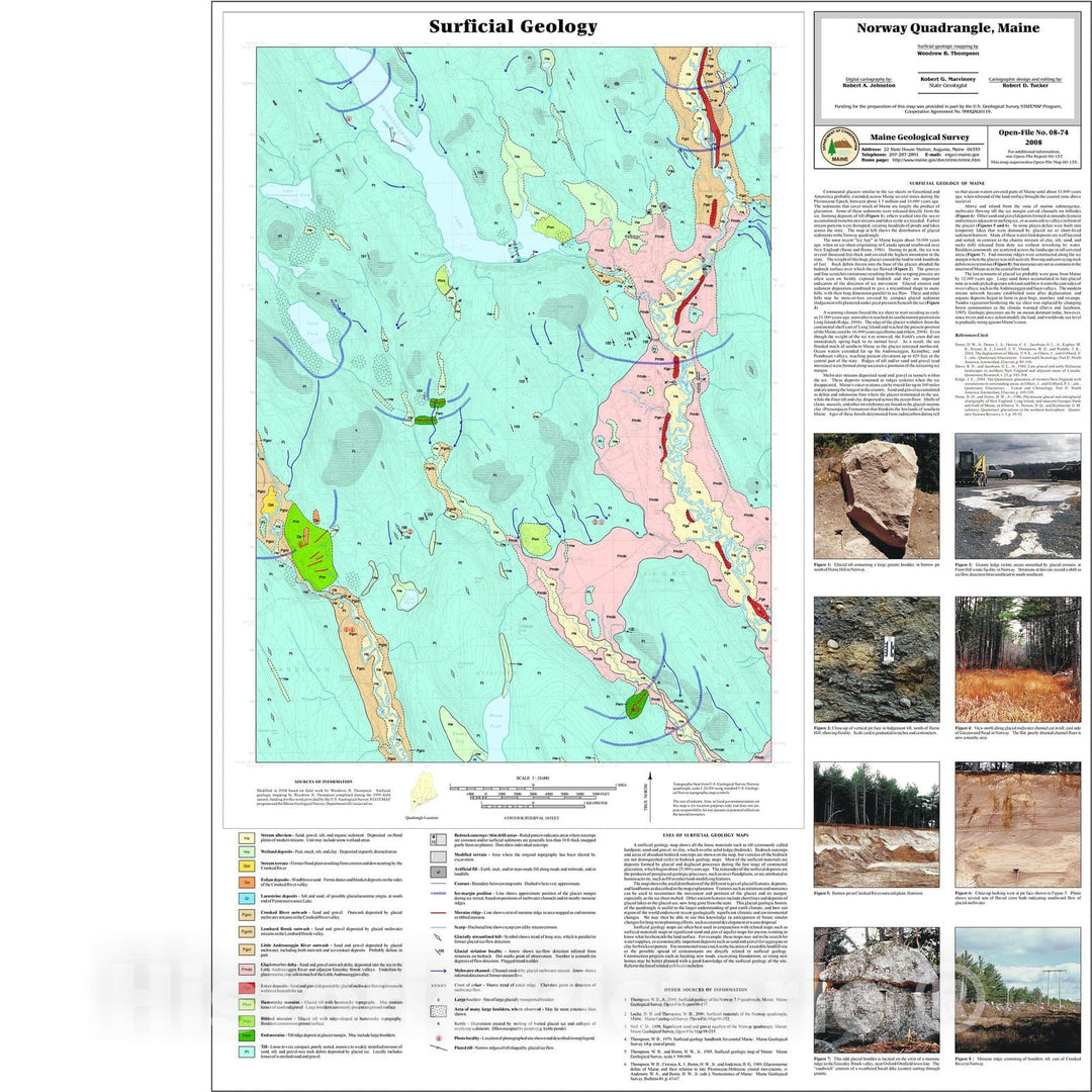 Map : Surficial geology of the Norway quadrangle, Maine, 2008 Cartography Wall Art :