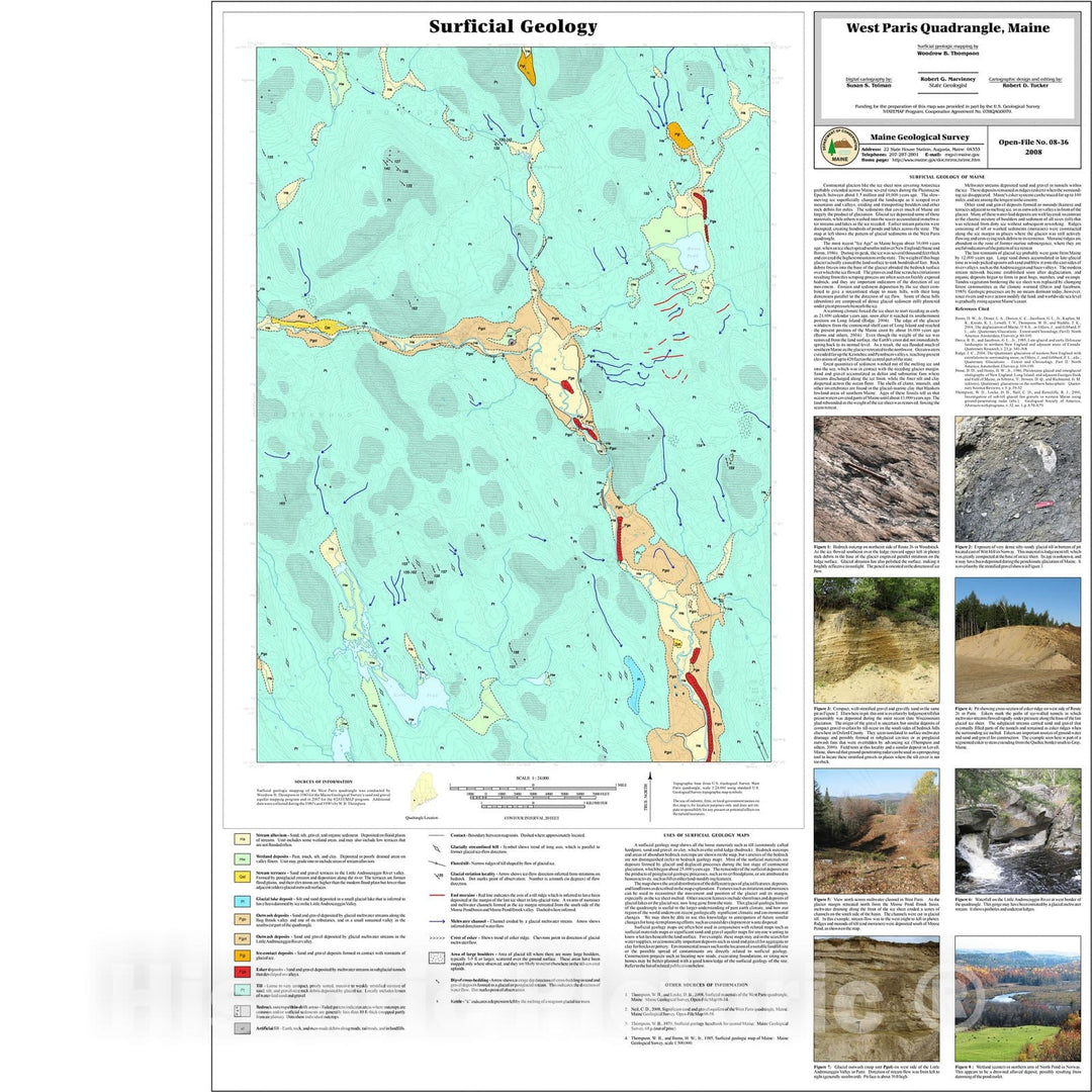 Map : Surficial geology of the West Paris quadrangle, Maine, 2008 Cartography Wall Art :