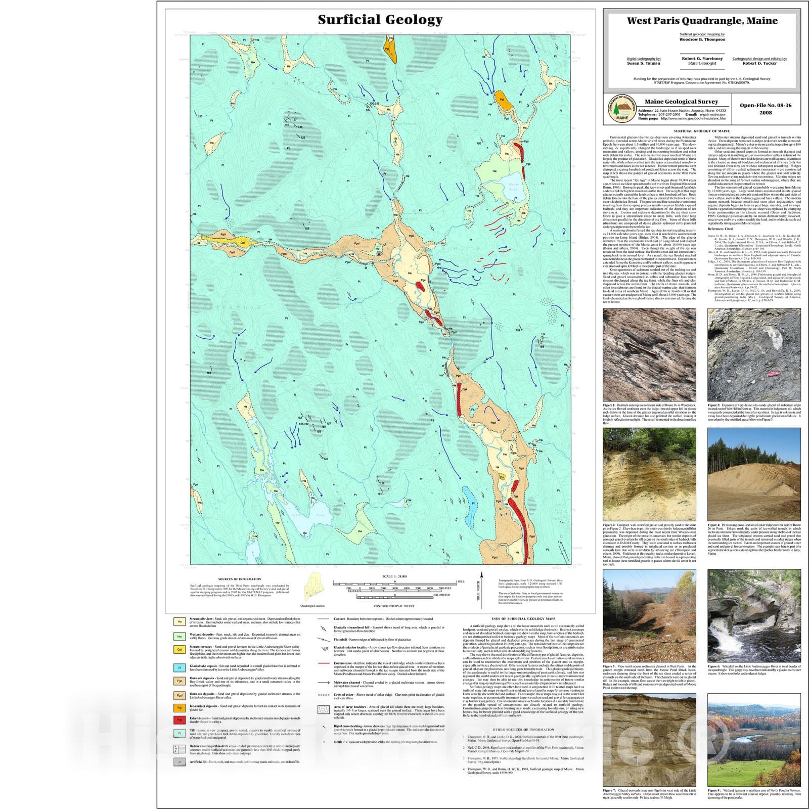 Map : Surficial geology of the West Paris quadrangle, Maine, 2008 Cartography Wall Art :