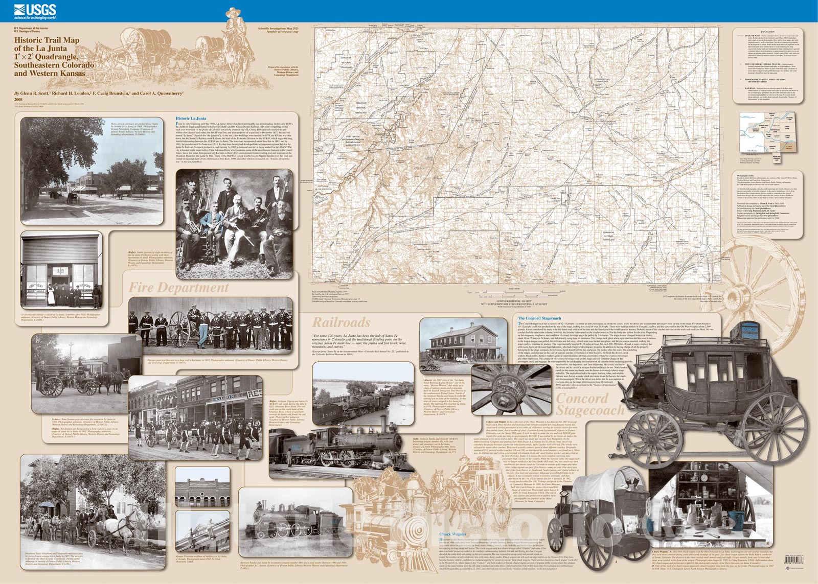 Map : Historic trail map of the La Junta one degree x two degree quadrangle, southeastern Colorado and western Kansas, two009 Cartography Wall Art :