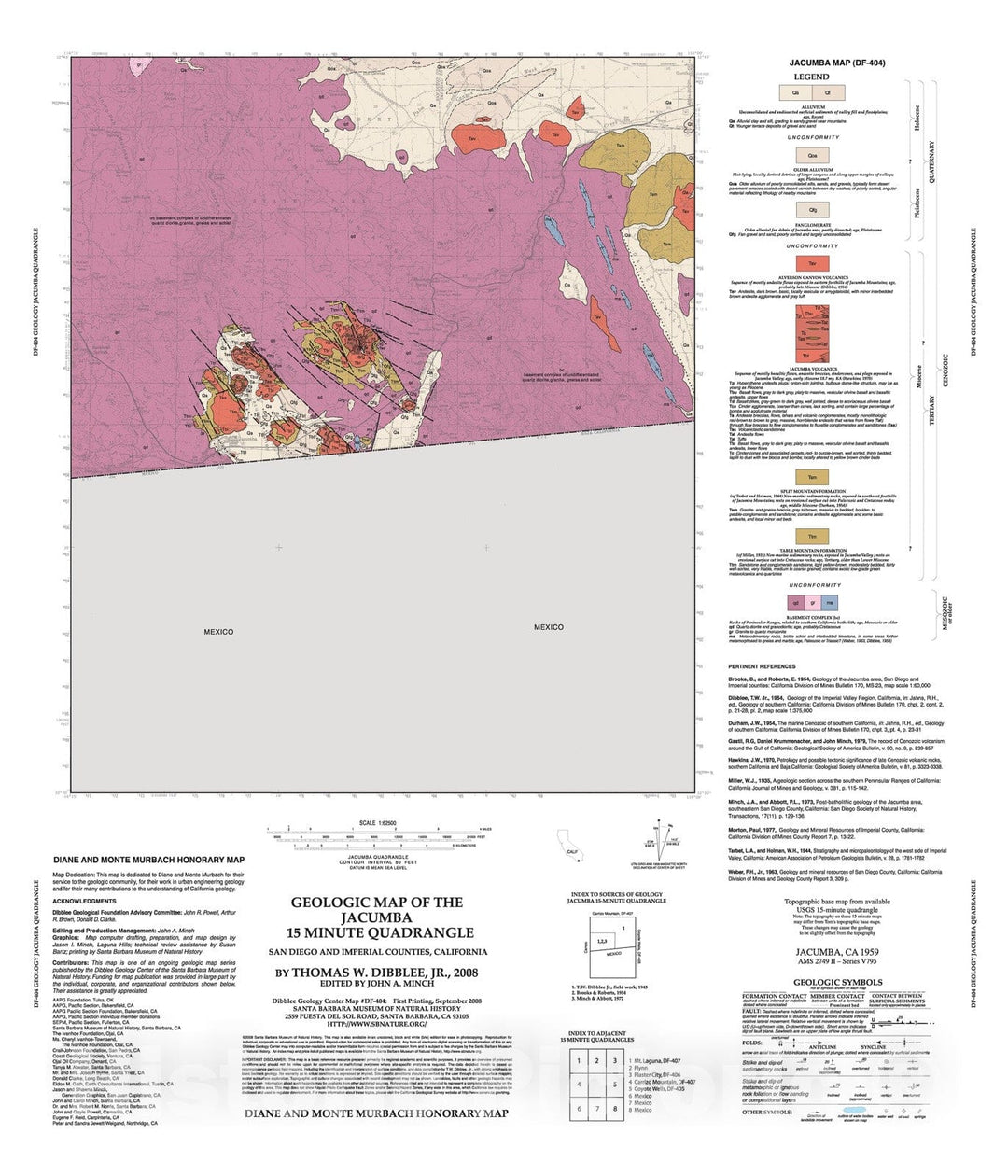 Map : Geologic map of the Jacumba fifteen minute quadrangle, San Diego and Imperial Counties, California, 2008 Cartography Wall Art :