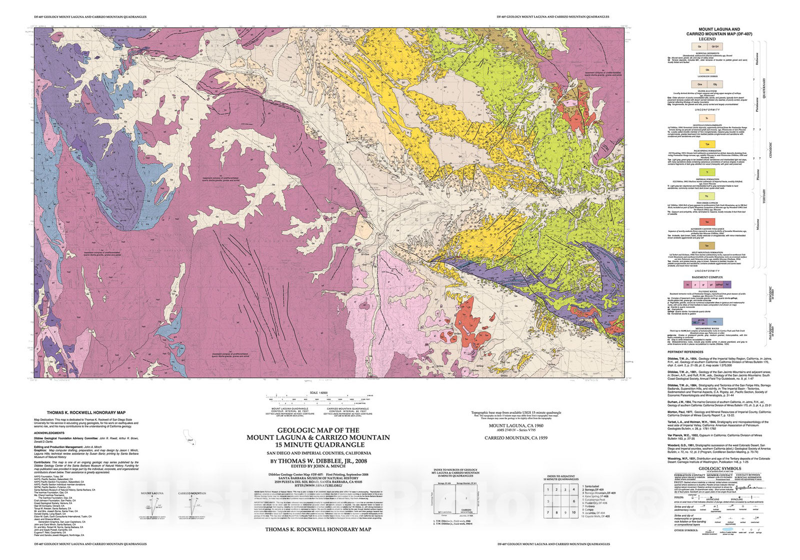 Map : Geologic map of the Mount Laguna & Carrizo Mountain fifteen minute quadrangles, San Diego and Imperial Counties, California, 2008 Cartography Wall Art :