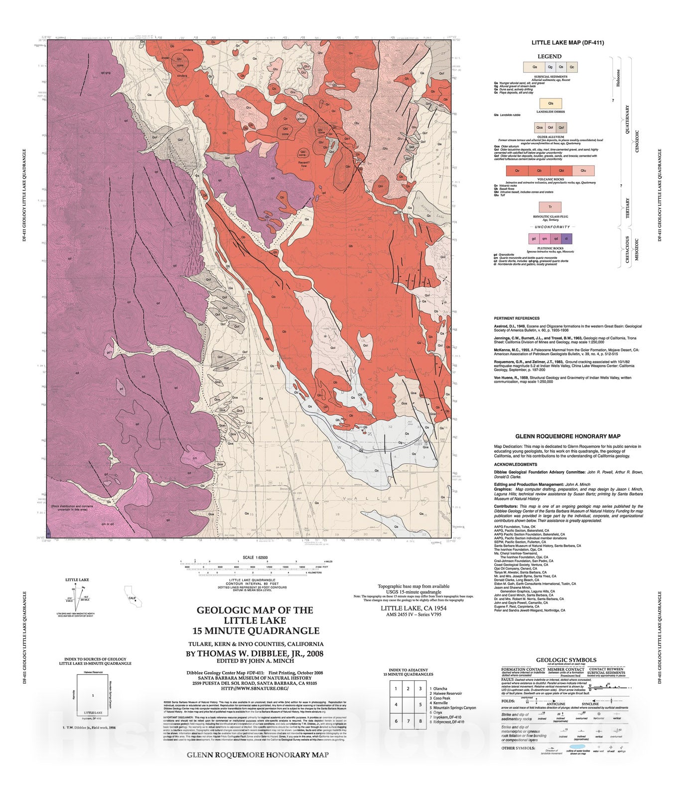 Map : Geologic map of the Little Lake fifteen minute quadrangle, Tulare, Kern, & Inyo Counties, California, 2008 Cartography Wall Art :