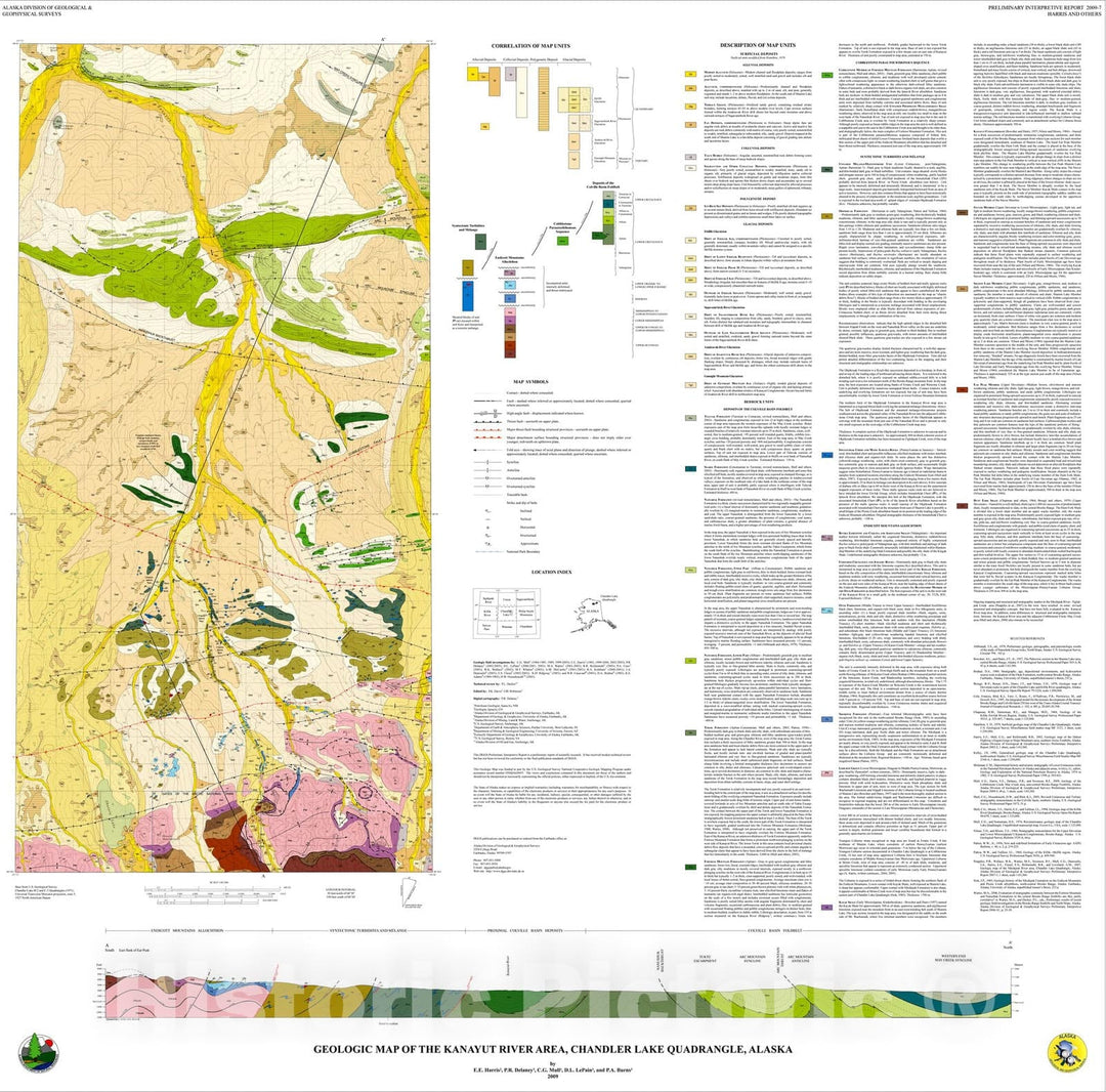 Map : Geologic map of the Kanayut River area, Chandler Lake Quadrangle, Alaska, 2009 Cartography Wall Art :