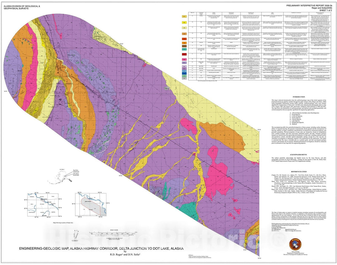 Map : Engineering-geologic map, Alaska Highway corridor, Delta Junction to Dot Lake, Alaska [2 sheets], 2008 Cartography Wall Art :