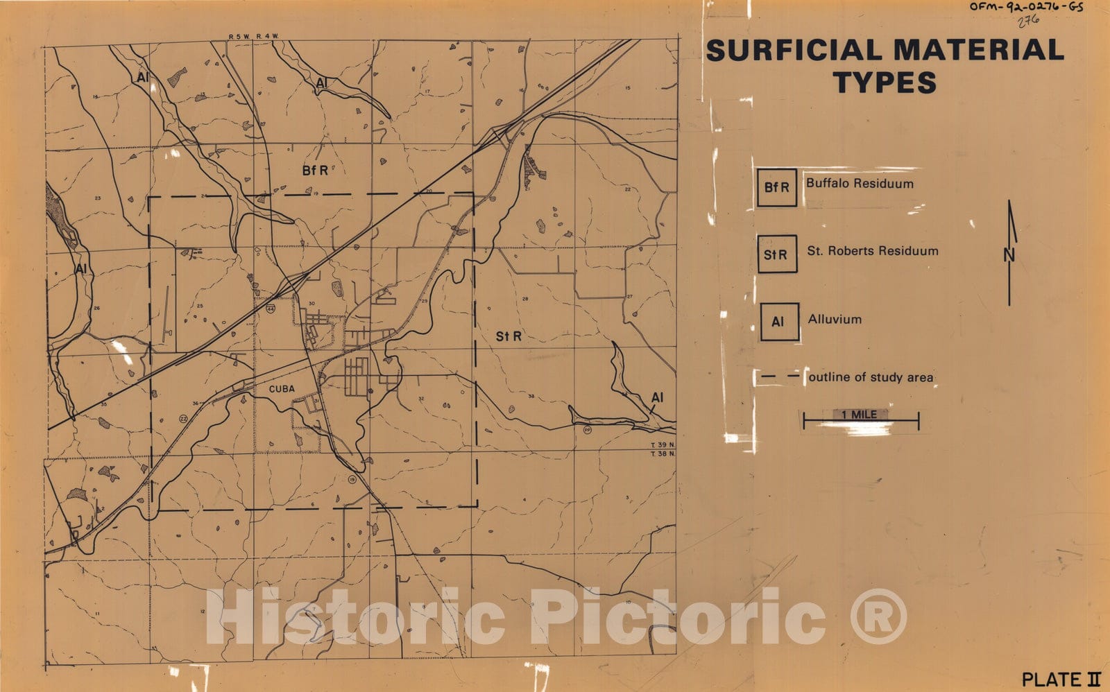 Map : Surficial material types, Cuba area, Missouri, 1992 Cartography Wall Art :