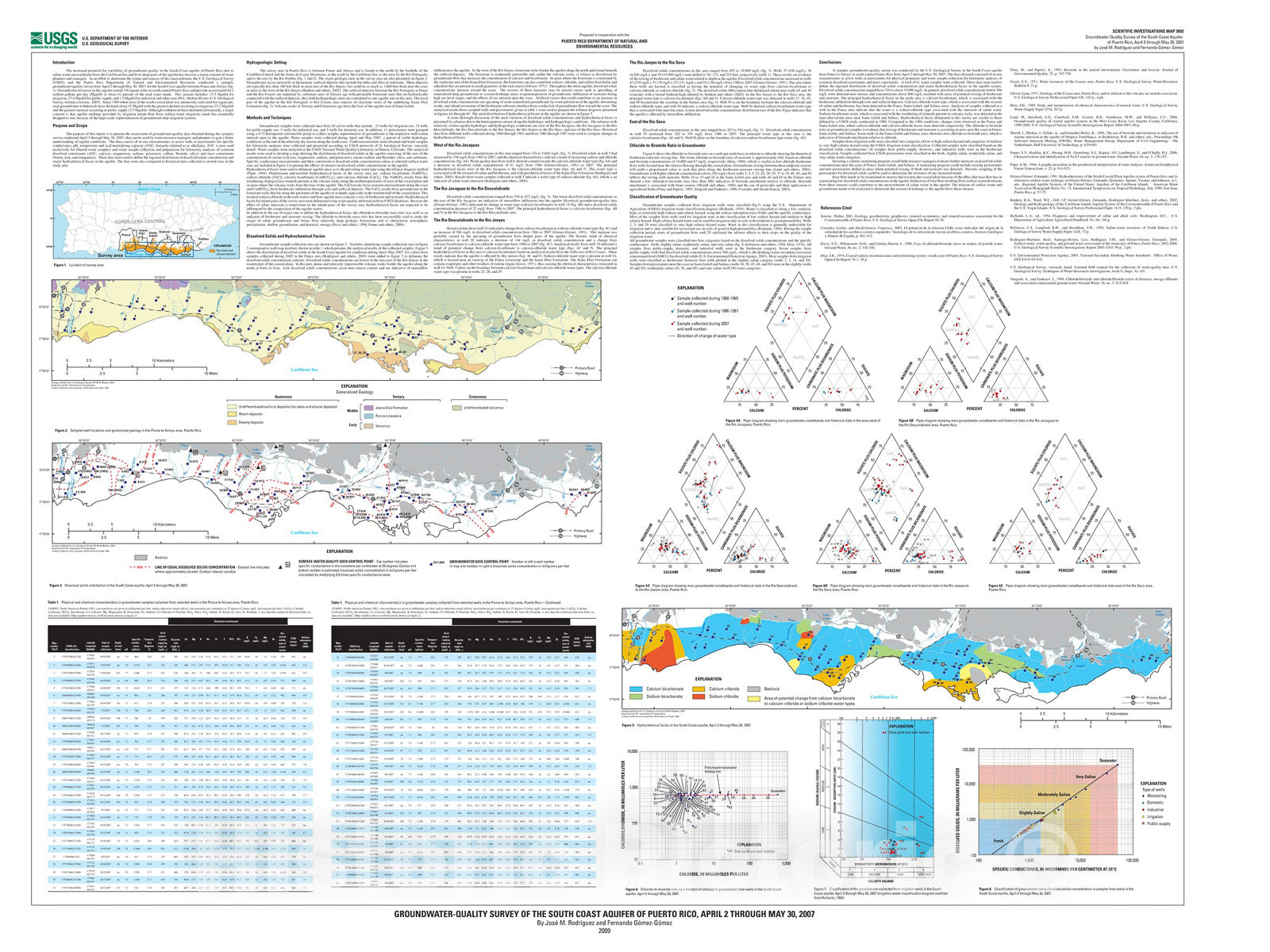 Map : Groundwater-quality survey of the South Coast aquifer of Puerto Rico, April two through May 30, two007, two009 Cartography Wall Art :