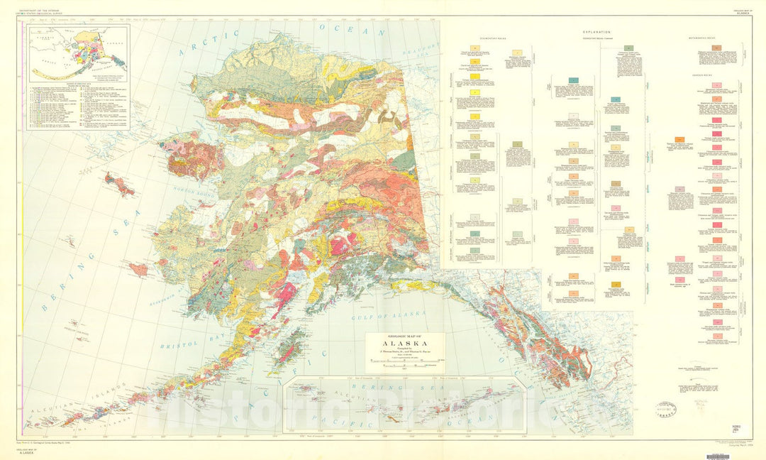 Map : Geologic map of Alaska, 1957 Cartography Wall Art :