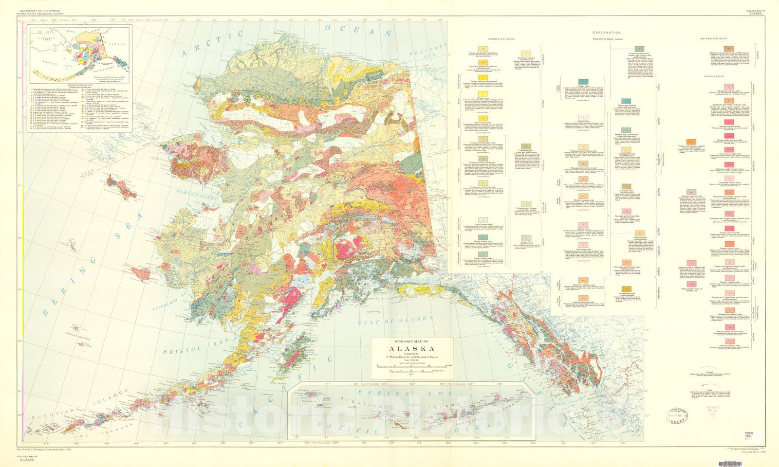 Map : Geologic map of Alaska, 1957 Cartography Wall Art :