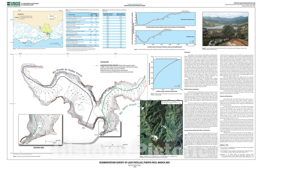 Map : Sedimentation survey of Lago Patillas, Puerto Rico, March 2007, 2010 Cartography Wall Art :