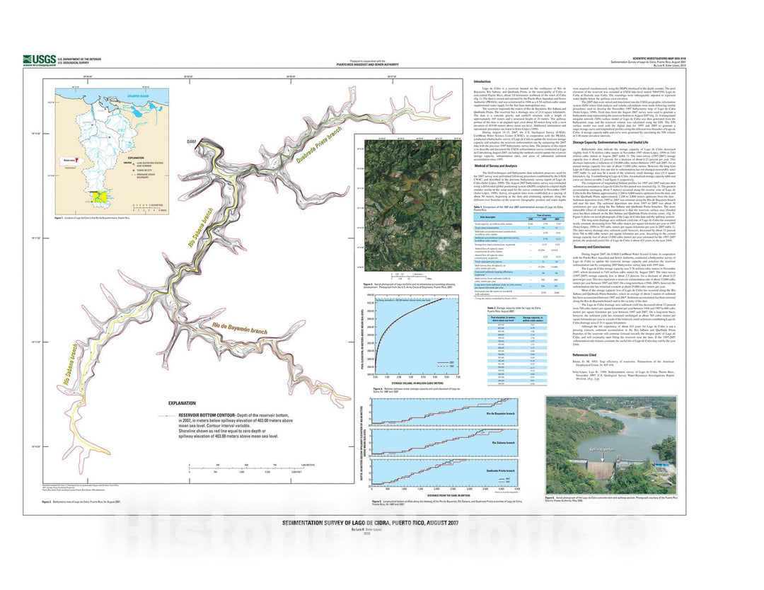 Map : Sedimentation survey of Lago de Cidra, Puerto Rico, August 2007, 2010 Cartography Wall Art :