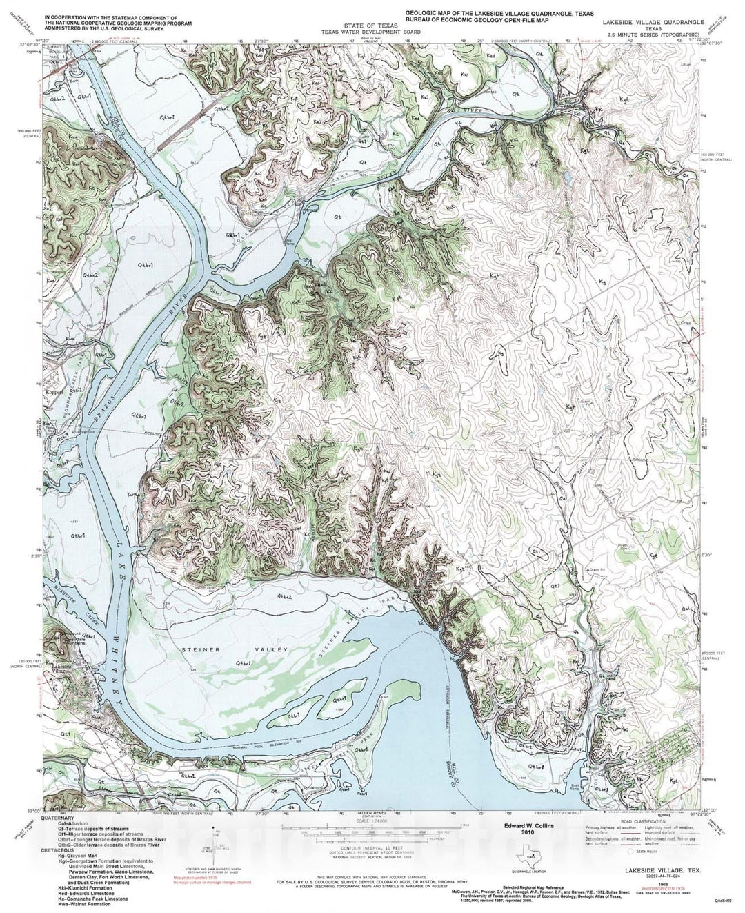 Map : Geologic map of the Lakeside Village quadrangle, Texas, 2010 Cartography Wall Art :