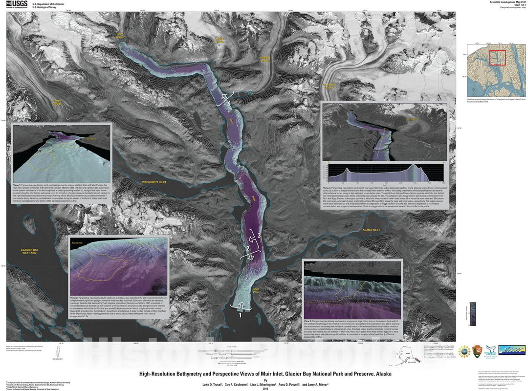 Map : Marine benthic habitat mapping of Muir Inlet, Glacier Bay National Park and Preserve, Alaska, with an evaluation of the Coastal , 2010 Cartography Wall Art :