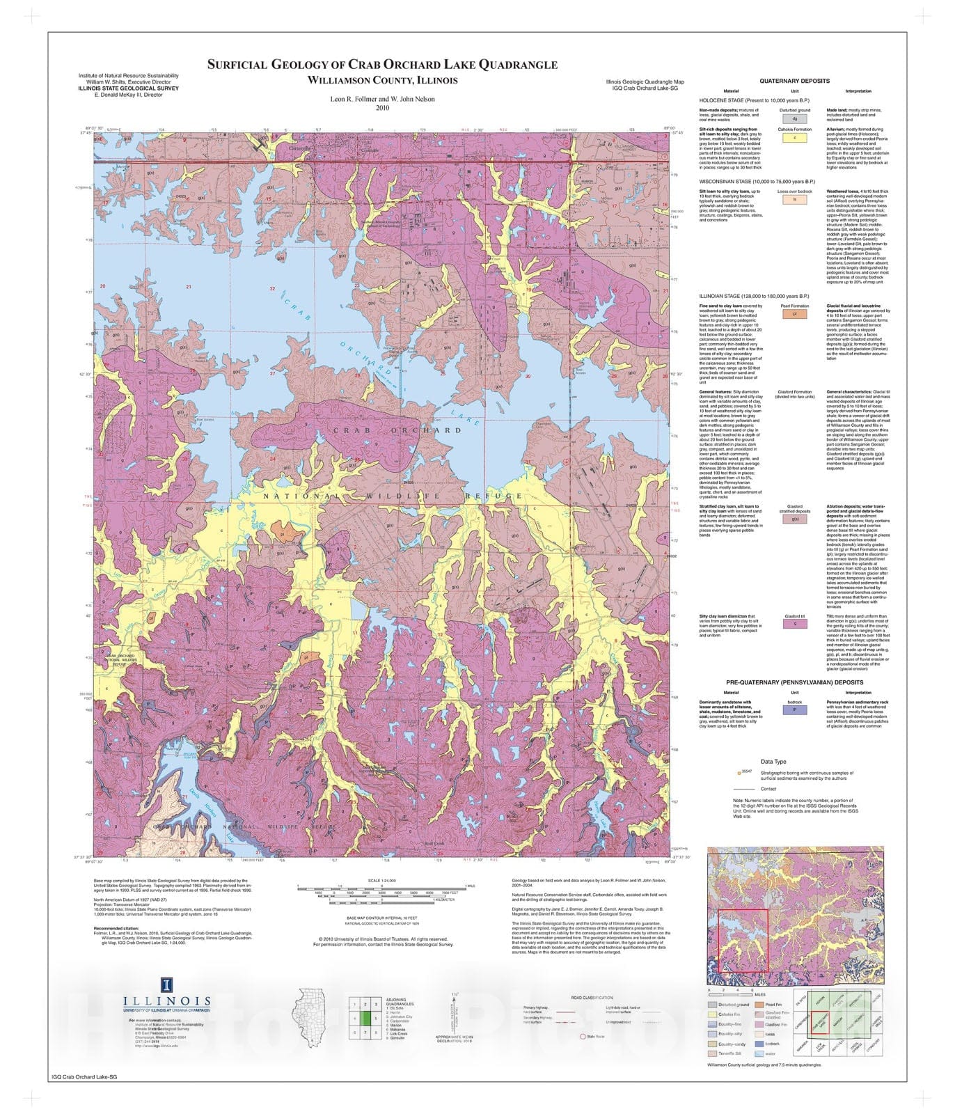 Map : Surficial geology of Crab Orchard Lake Quadrangle, 2010 Cartography Wall Art :