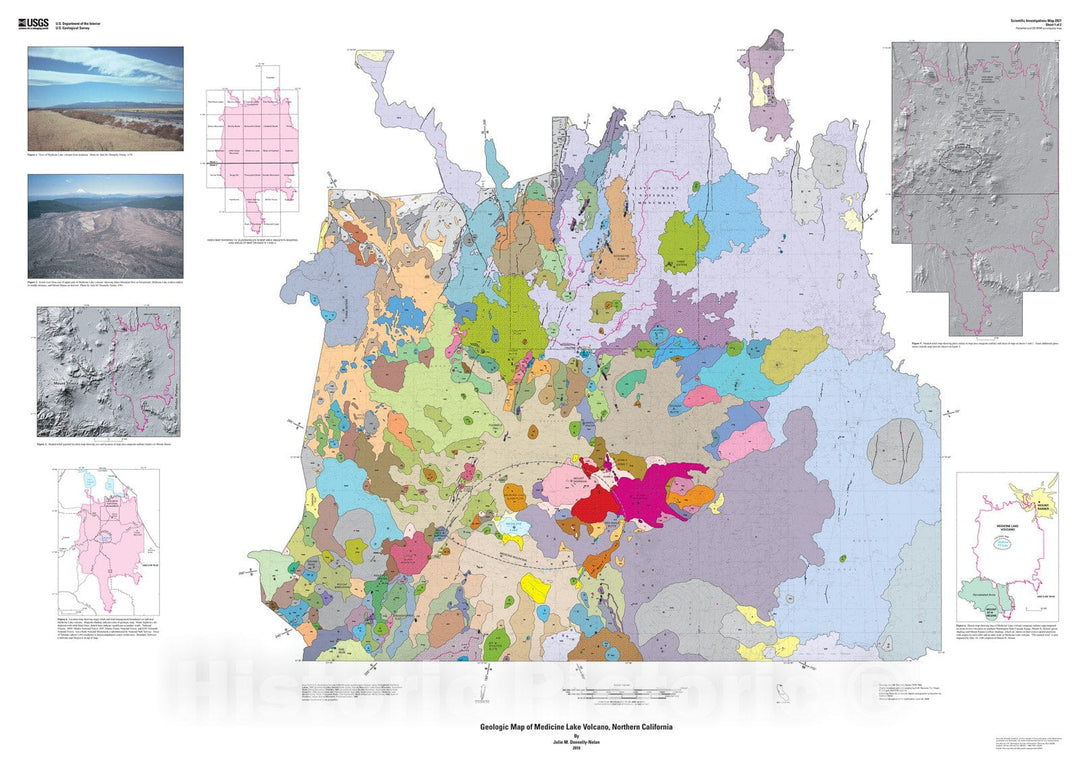 Map : Geologic map of the Medicine Lake Volcano, northern California, 2011 Cartography Wall Art :