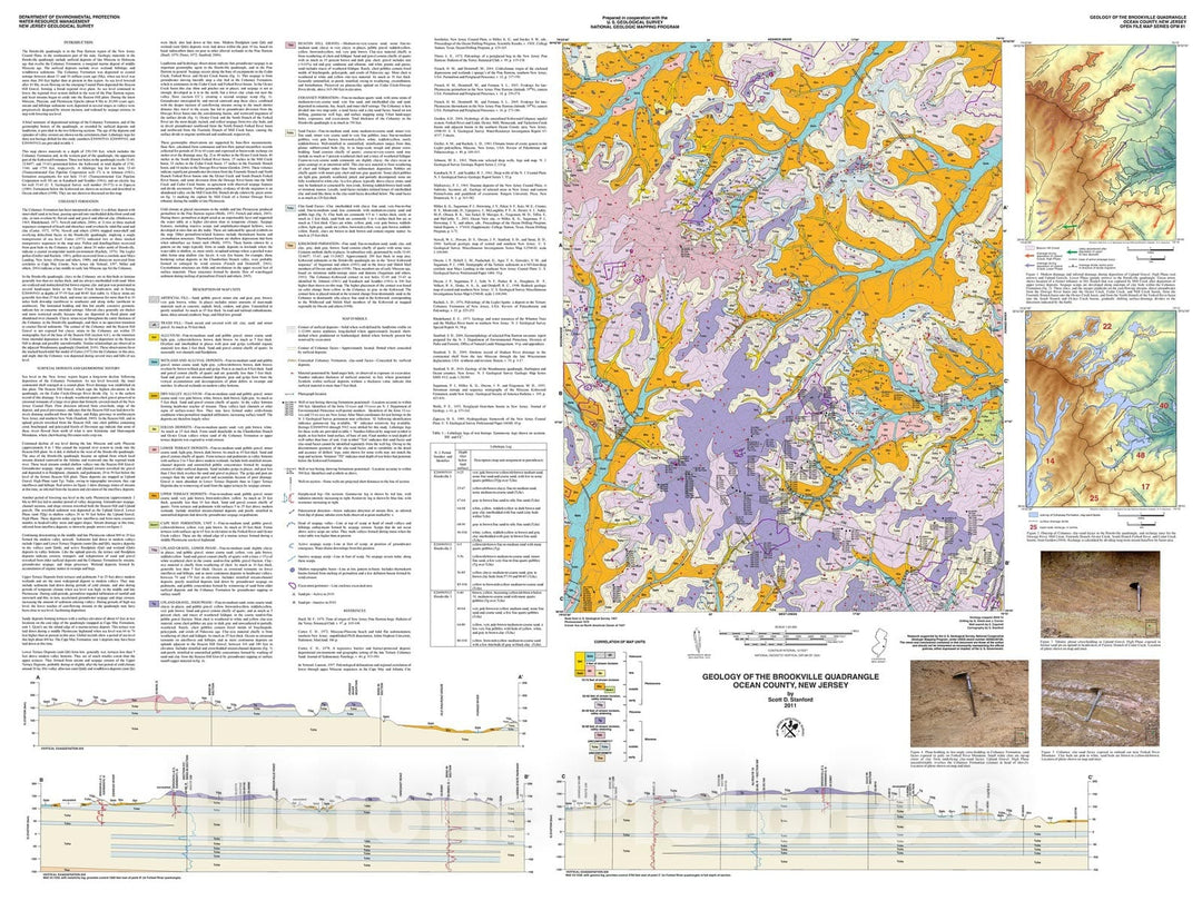 Map : Geology of the Brookville quadrangle, Ocean County, New Jersey, 2011 Cartography Wall Art :