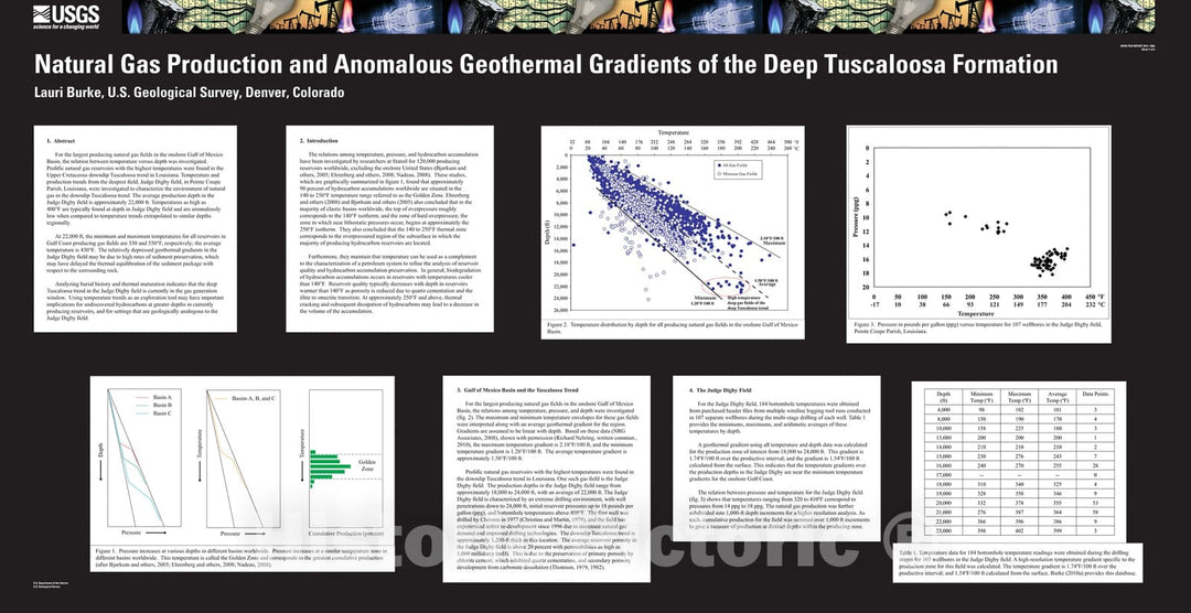 Map : Natural gas production and anomalous geothermal gradients of the deep Tuscaloosa Formation [Judge Digby field, Pointe Coupe Parish, Louisiana], 2011 Cartography Wall Art :