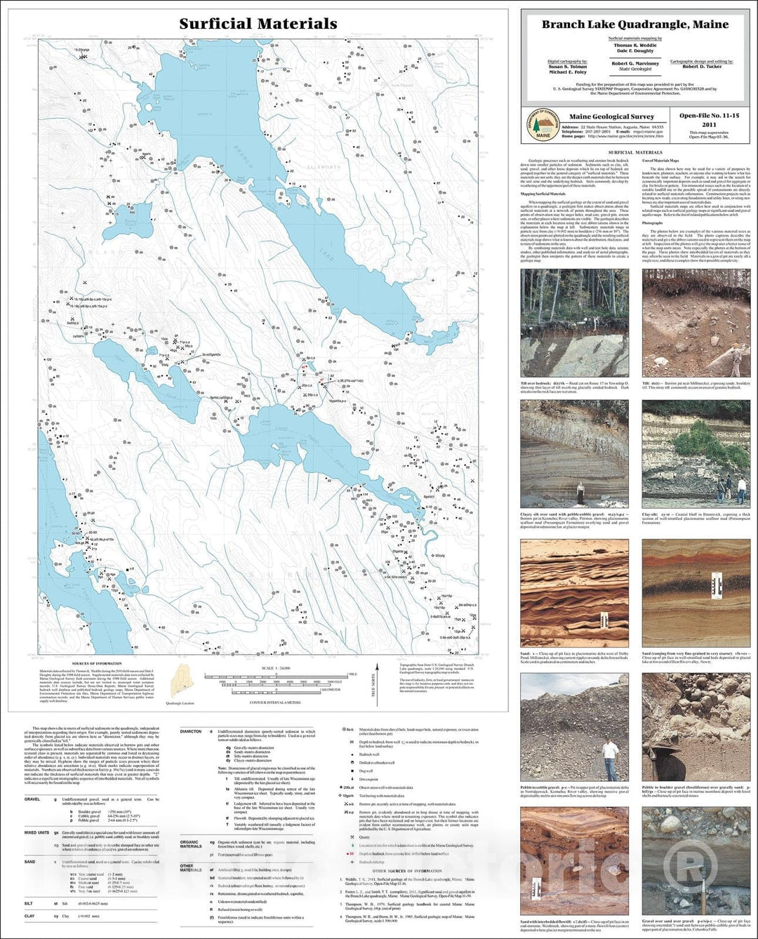 Map : Surficial materials of the Branch Lake quadrangle, Maine, 2011 Cartography Wall Art :