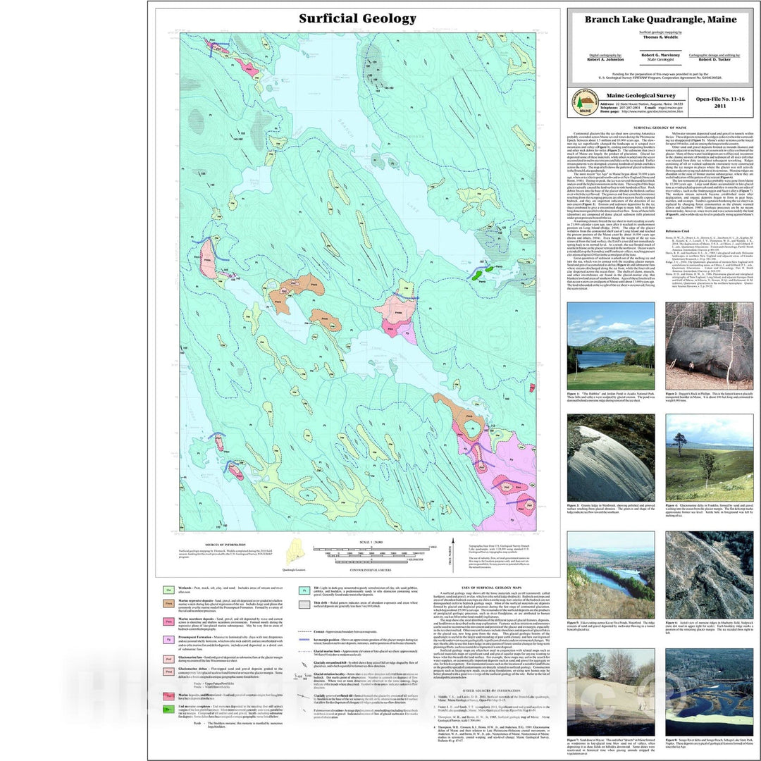 Map : Surficial geology of the Branch Lake quadrangle, Maine, 2011 Cartography Wall Art :