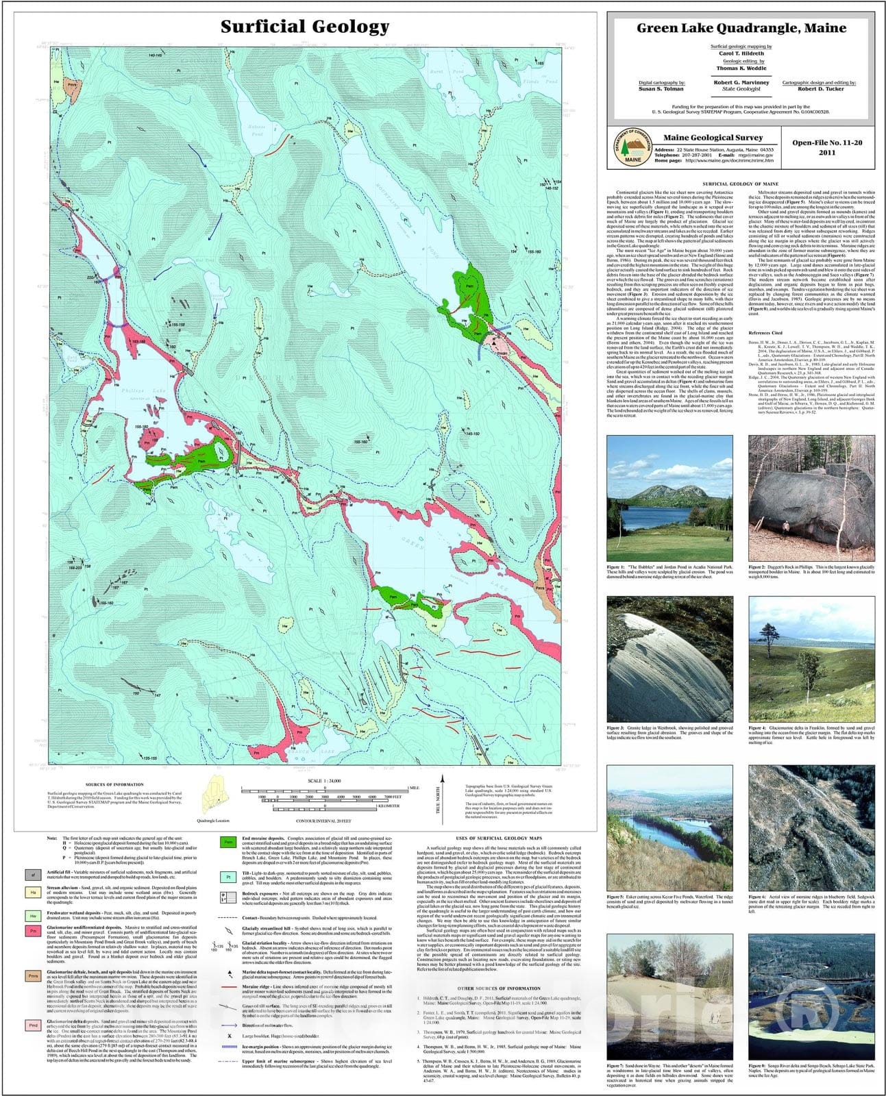 Map : Surficial geology of the Green Lake quadrangle, Maine, 2011 Cartography Wall Art :