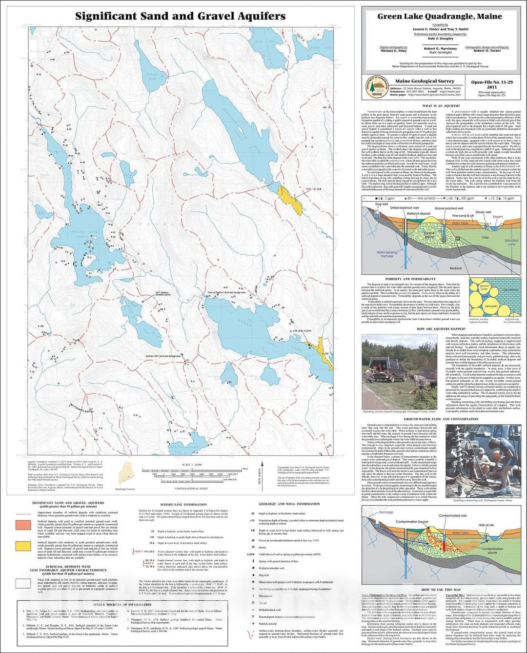 Map : Significant sand and gravel aquifers in the Green Lake quadrangle, Maine, 2011 Cartography Wall Art :