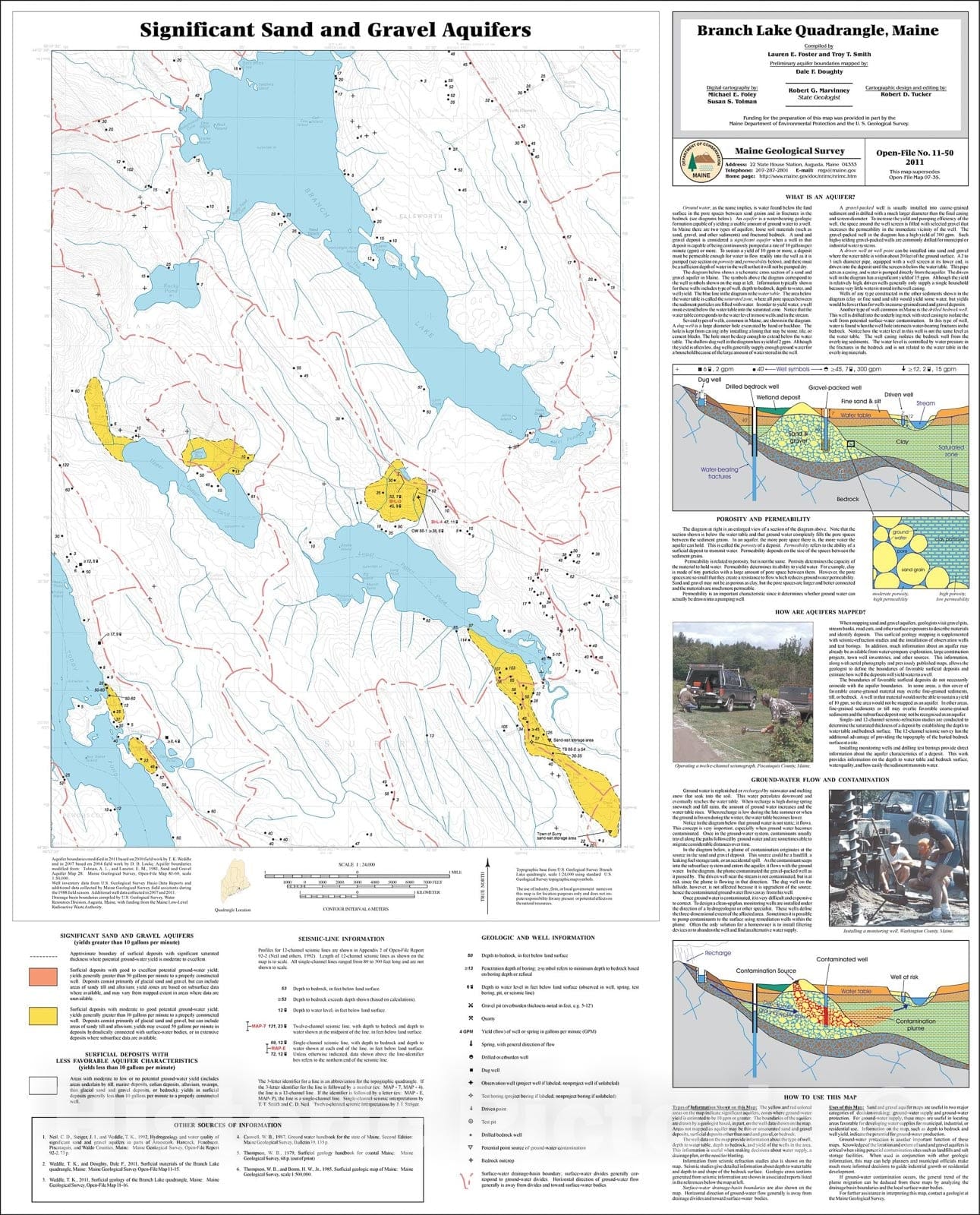 Map : Significant sand and gravel aquifers in the Branch Lake quadrangle, Maine, 2011 Cartography Wall Art :