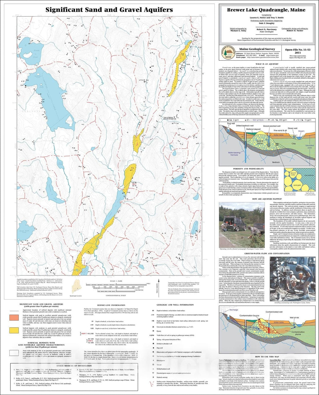 Map : Significant sand and gravel aquifers in the Brewer Lake quadrangle, Maine, 2011 Cartography Wall Art :