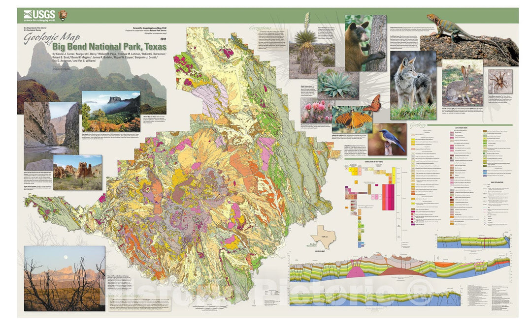 Map : Geologic map of the Big Bend National Park, Texas, 2011 Cartography Wall Art :